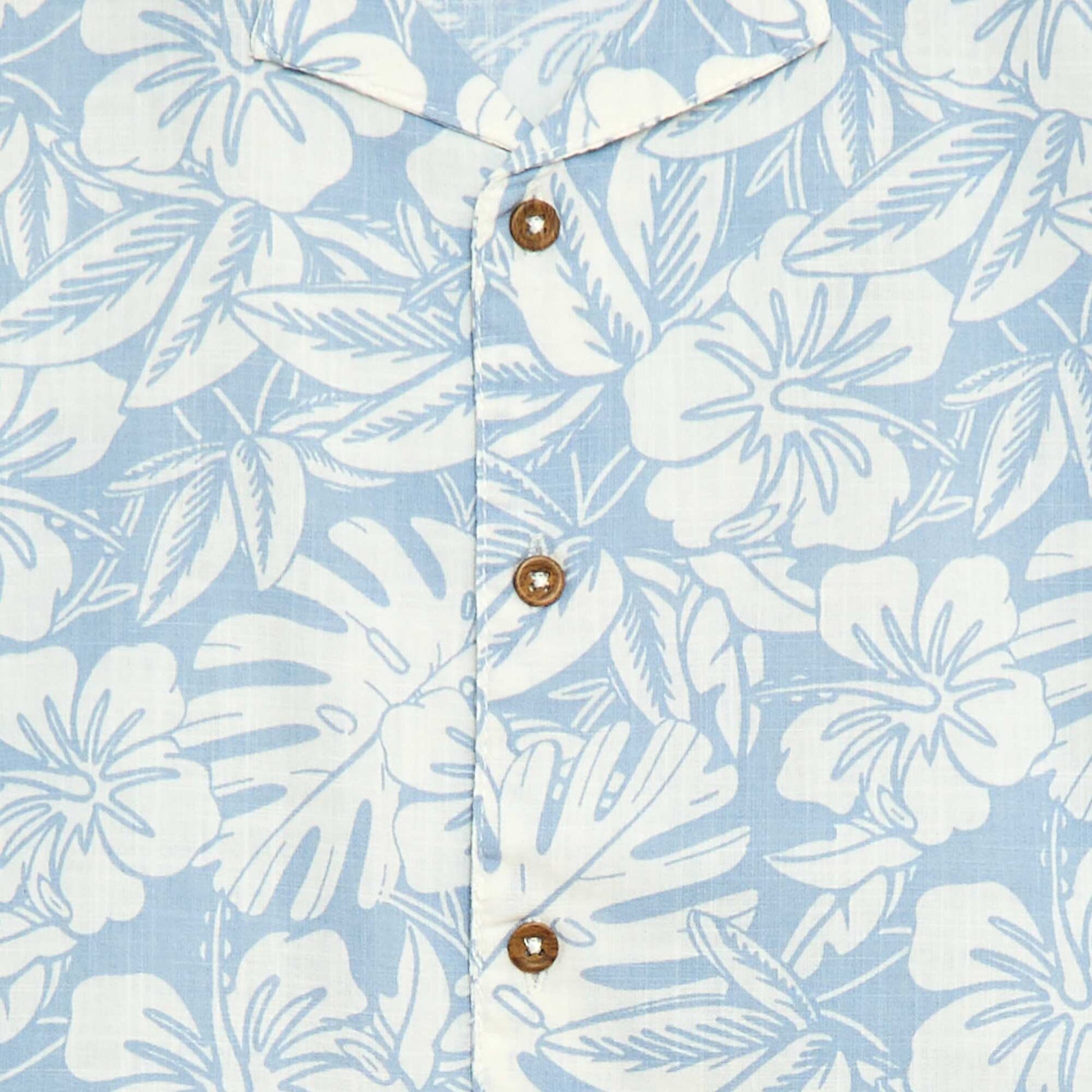 Regular Fit Short-Sleeve Cotton Shirt BLUE