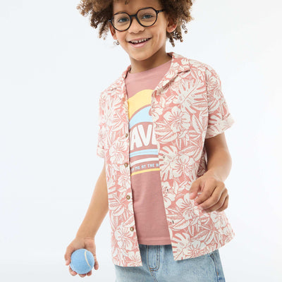 Regular Fit Short-Sleeve Cotton Shirt RED