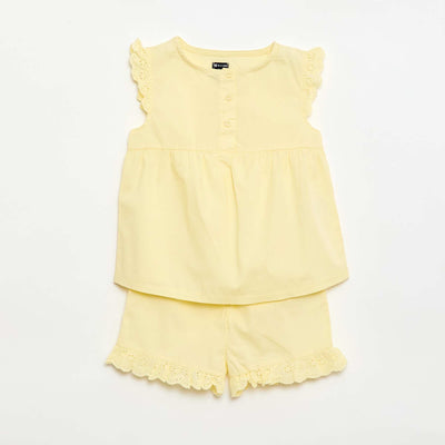 Short Tank Top and Shorts Pajama Set - 2 Pieces YELLOW