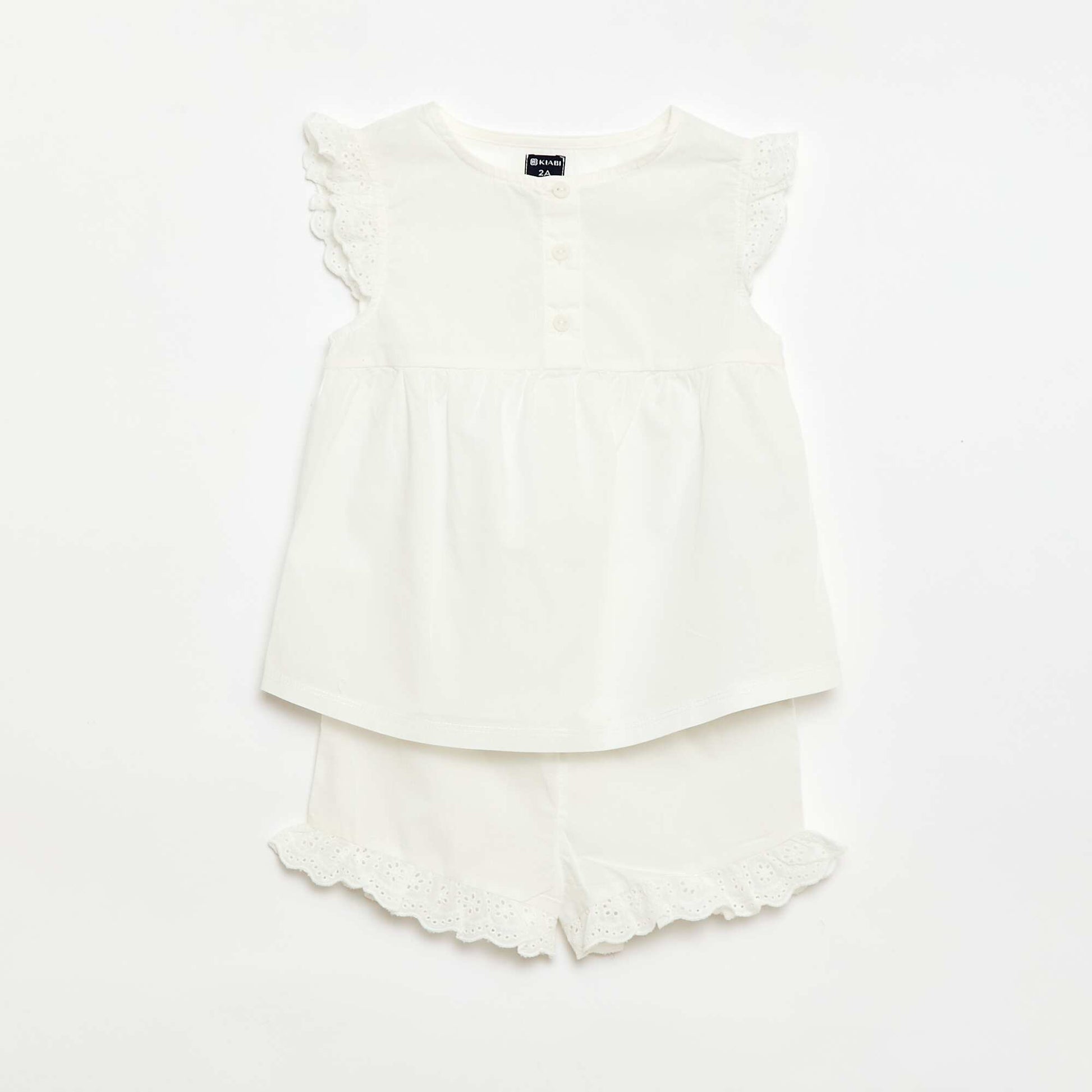 Short Tank Top and Shorts Pajama Set - 2 Pieces WHITE