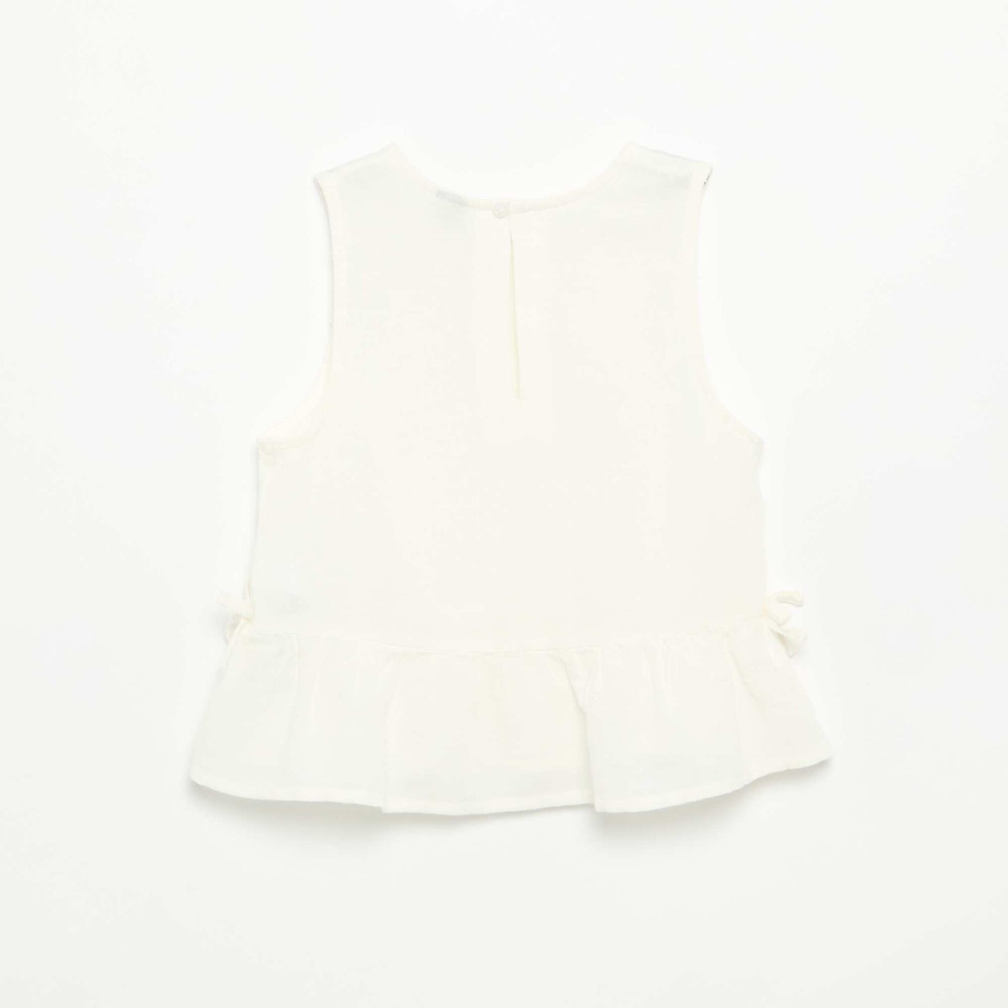 Peplum Blouse with Decorative Bows WHITE
