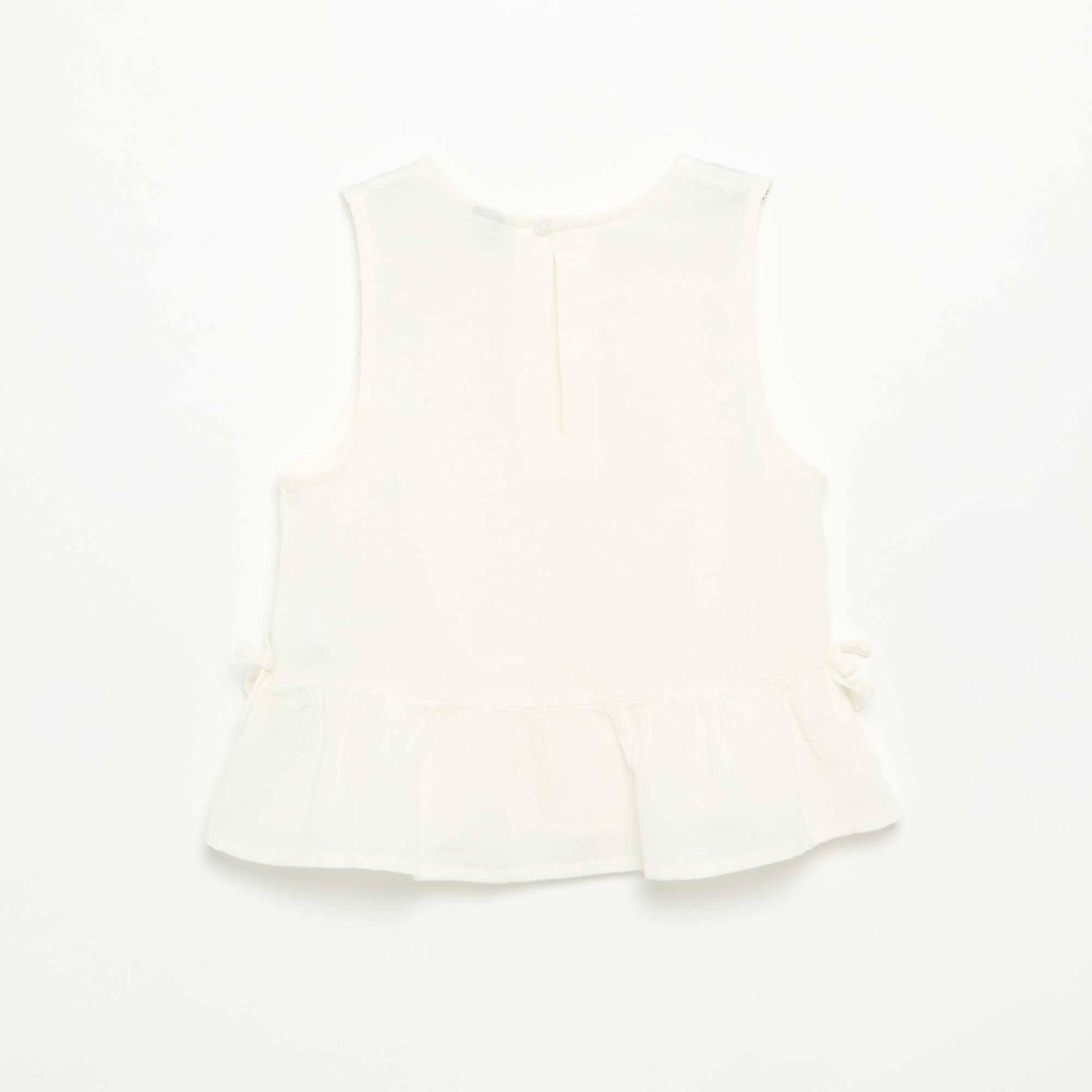 Peplum Blouse with Decorative Bows WHITE