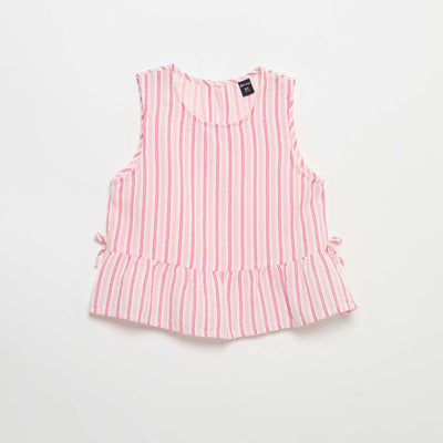 Striped blouse with fancy bows PINK
