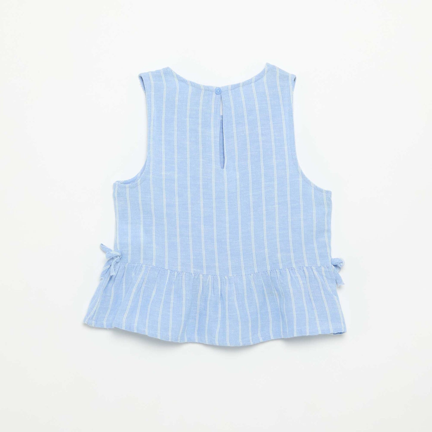 Peplum Blouse with Decorative Bows BLUE