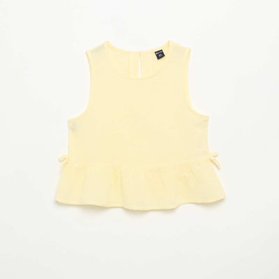 Peplum Blouse with Decorative Bows YELLOW