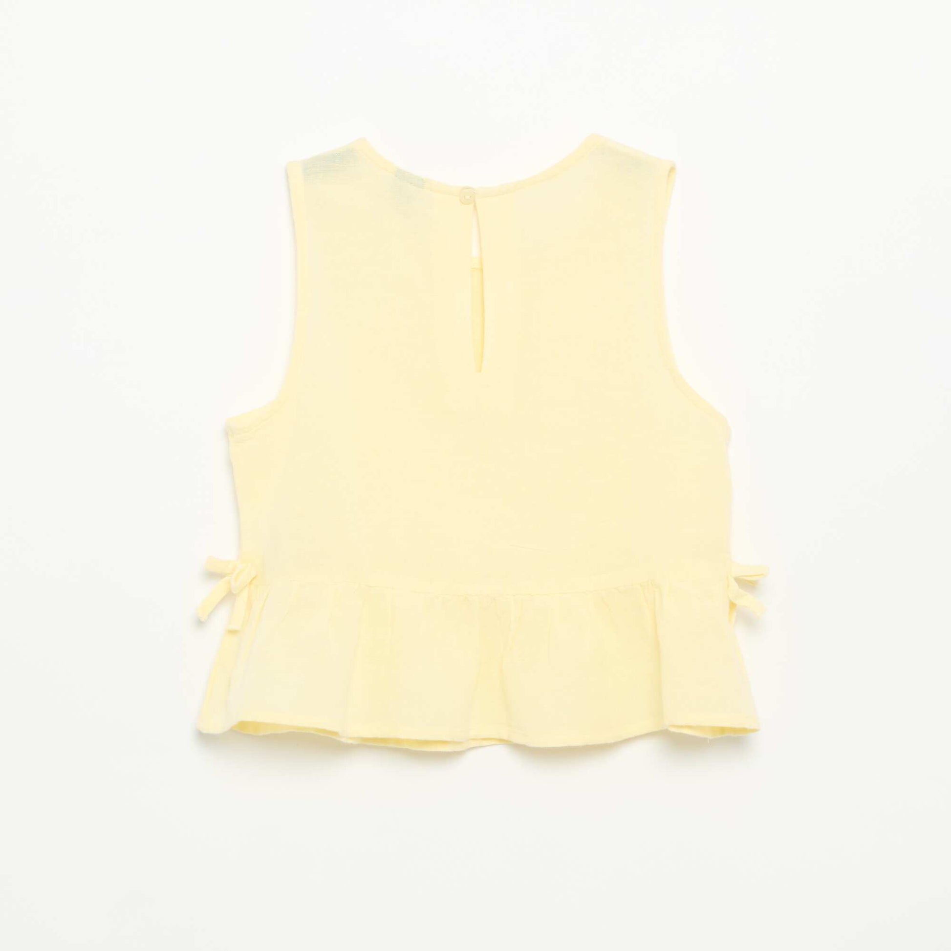 Peplum Blouse with Decorative Bows YELLOW