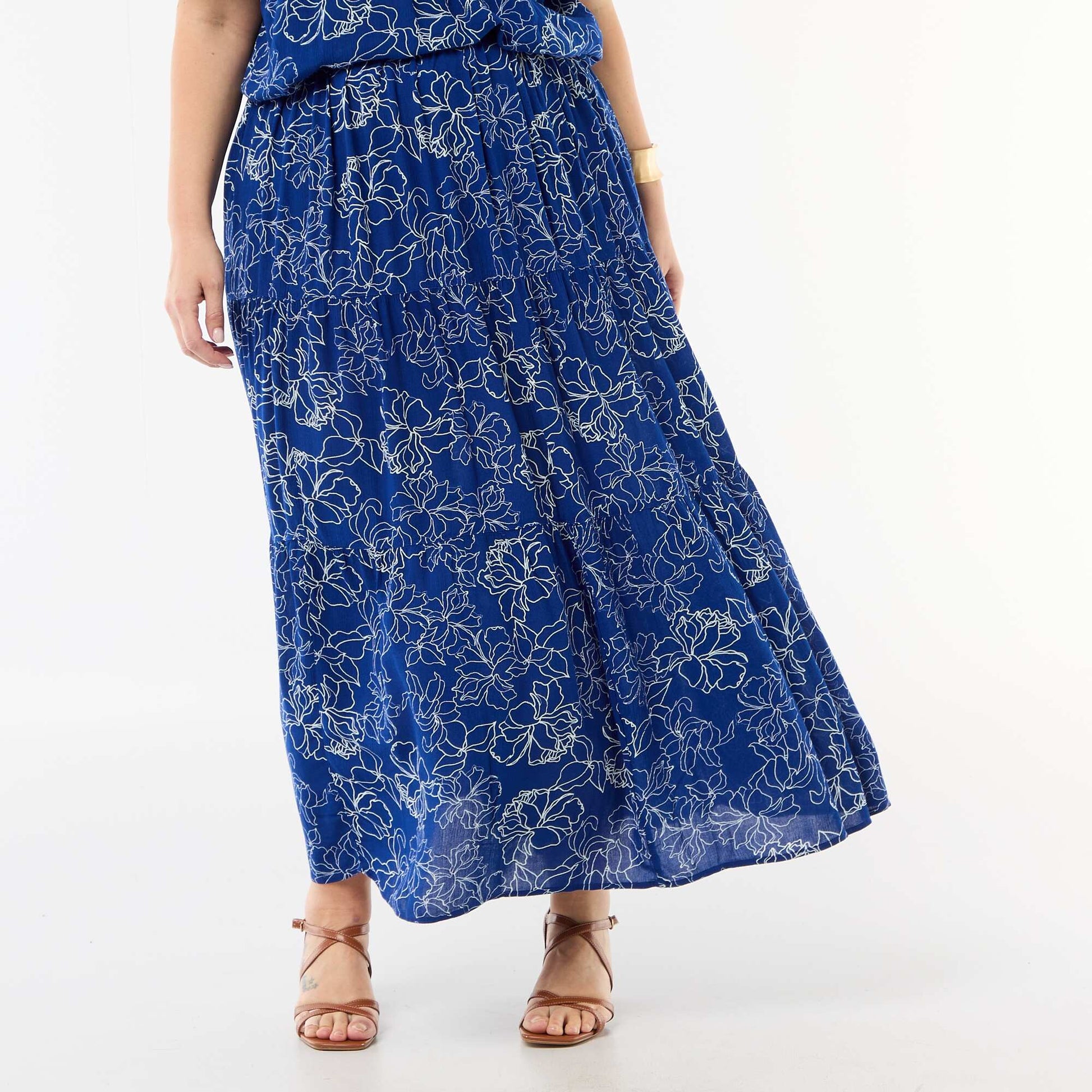 Crepe midi skirt BLUE