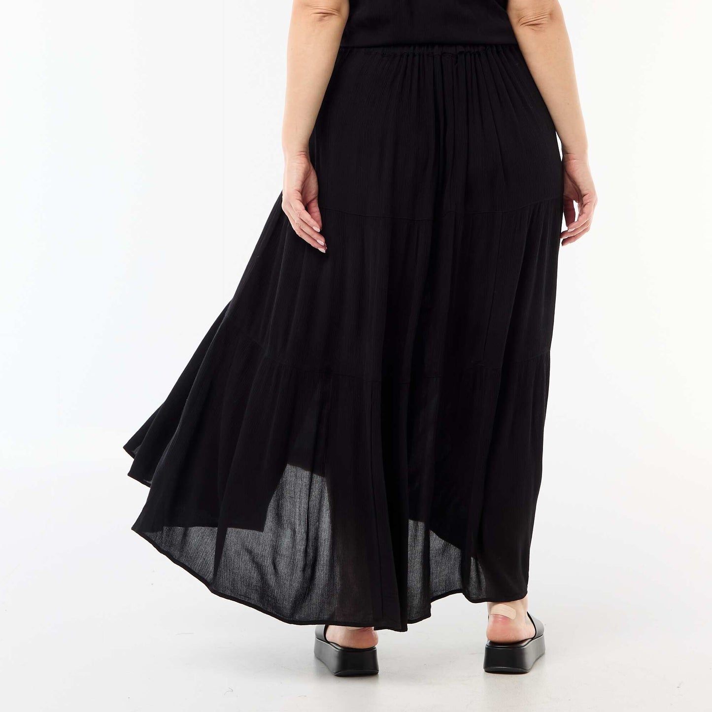 Crepe midi skirt BLACK