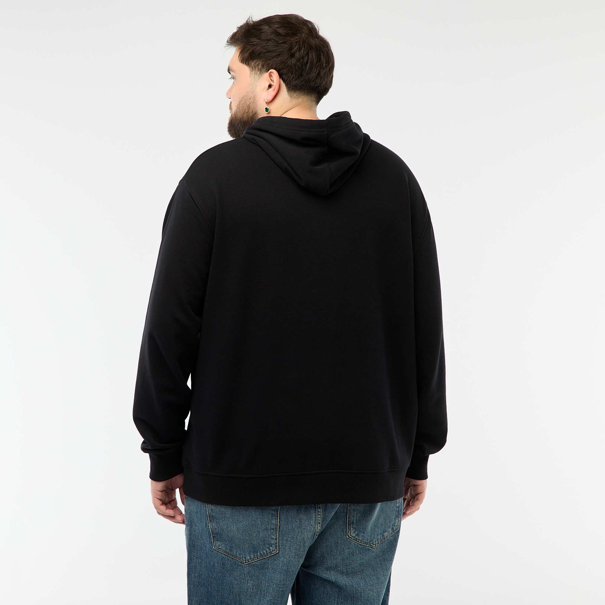 Solid Color French Terry Hoodie BLACK