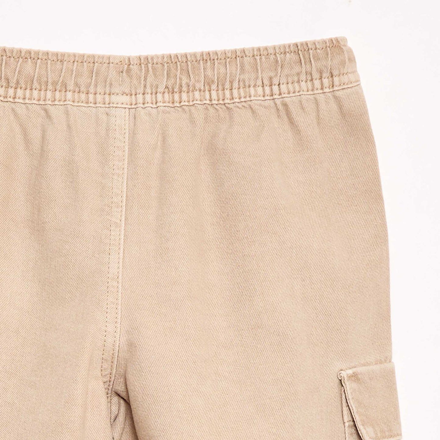 Cotton Drawstring Plain Shorts BEIGE