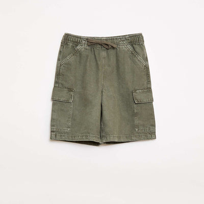Cotton Drawstring Plain Shorts GREEN