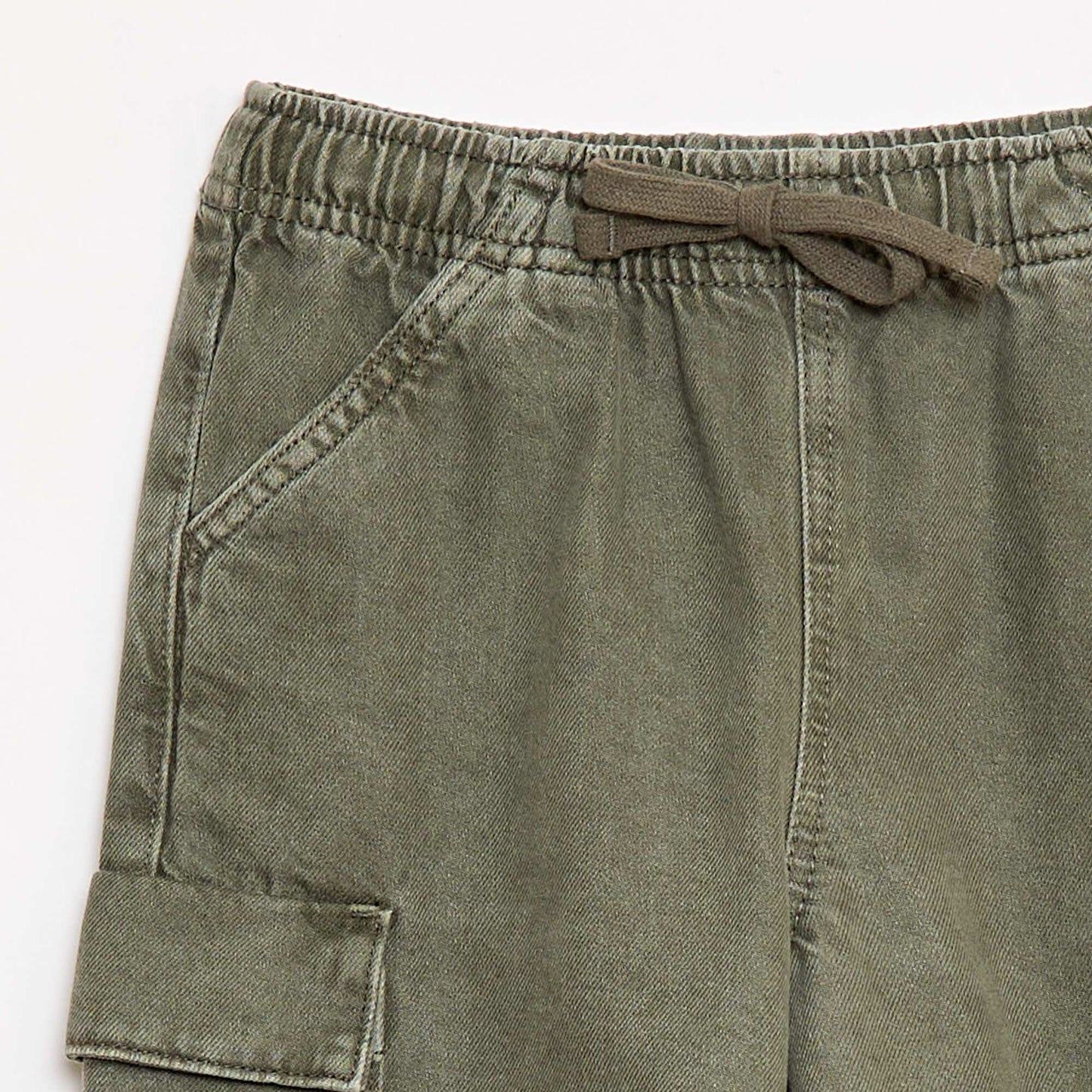 Cotton Drawstring Plain Shorts GREEN