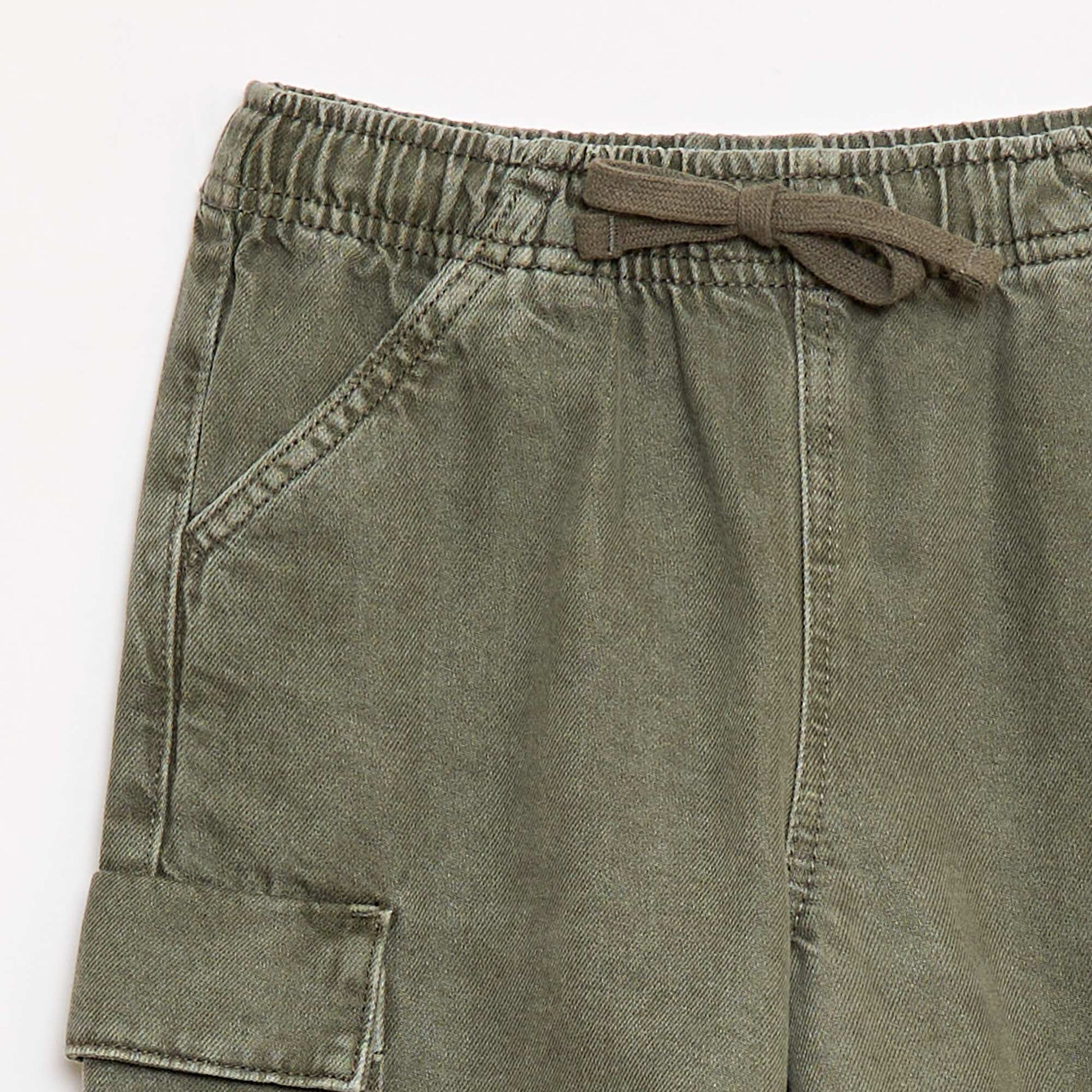 Cotton Drawstring Plain Shorts GREEN