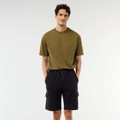 Multi-Pocket Cotton Piqué Bermuda Shorts BLACK