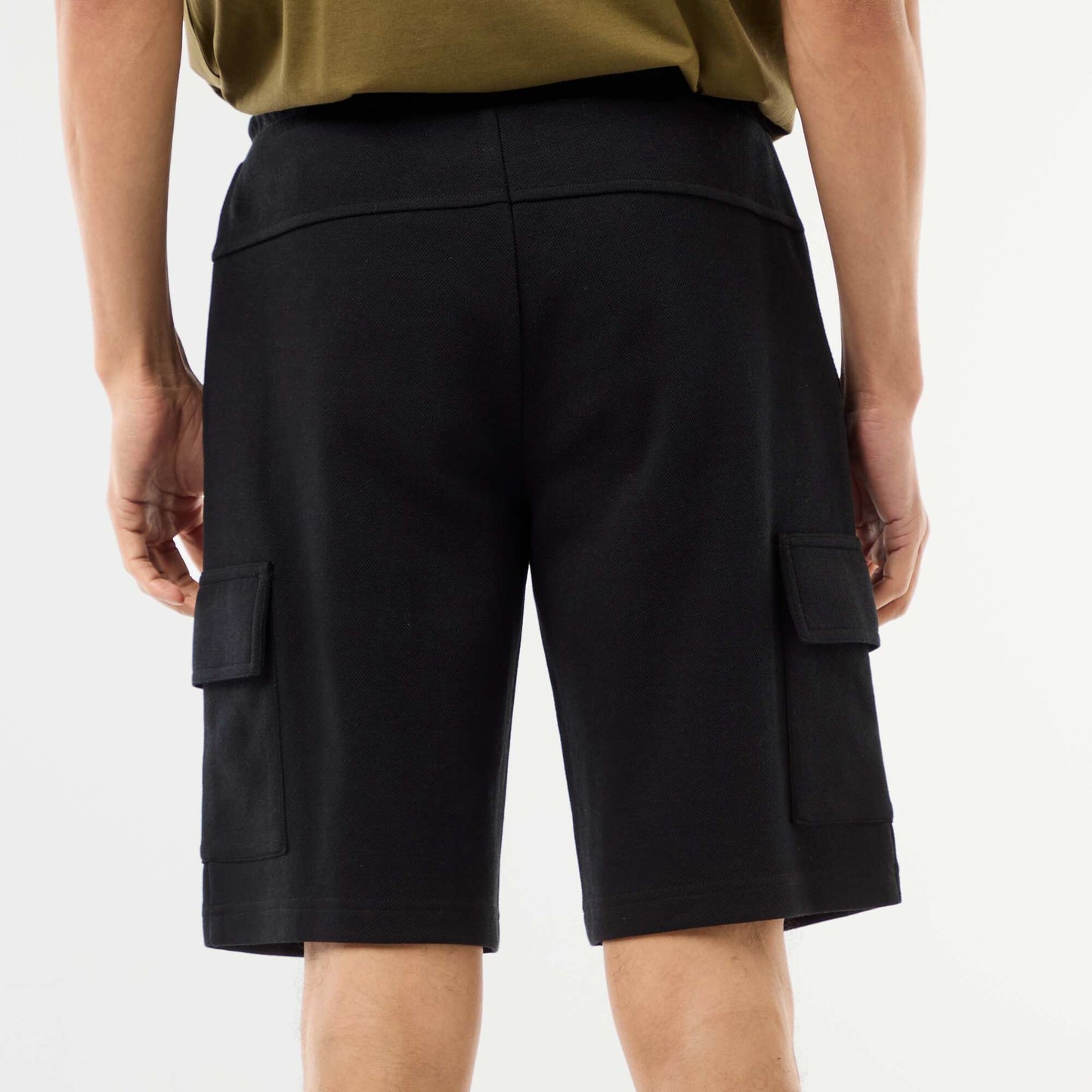 Multi-Pocket Cotton Piqué Bermuda Shorts BLACK