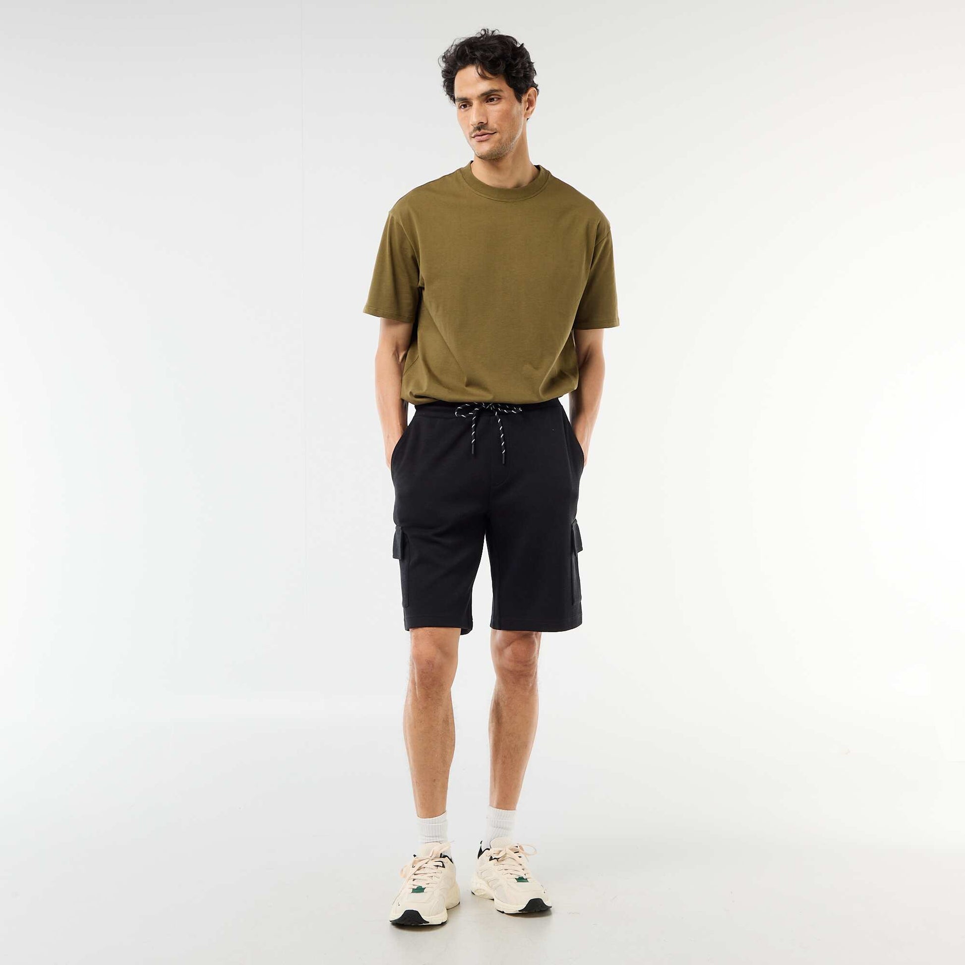 Multi-Pocket Cotton Piqué Bermuda Shorts BLACK