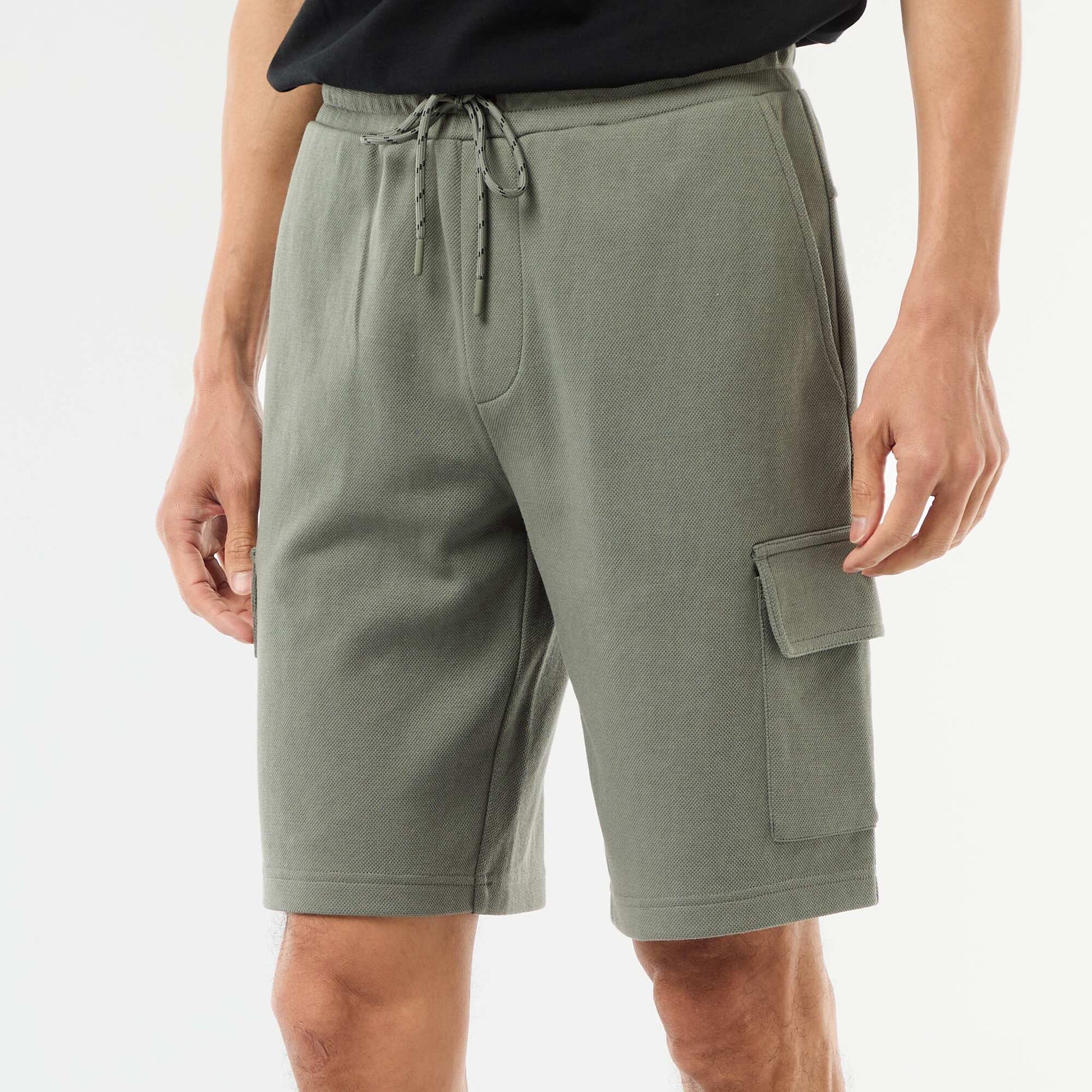 Multi-Pocket Cotton Piqué Bermuda Shorts GREEN
