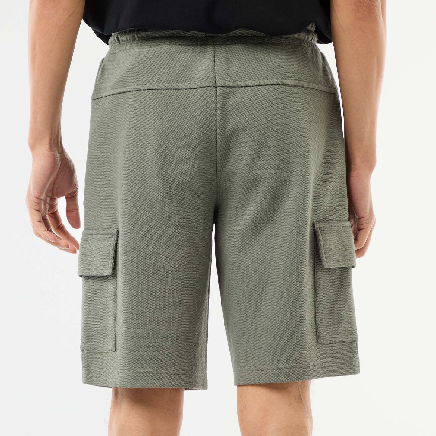 Multi-Pocket Cotton Piqué Bermuda Shorts GREEN