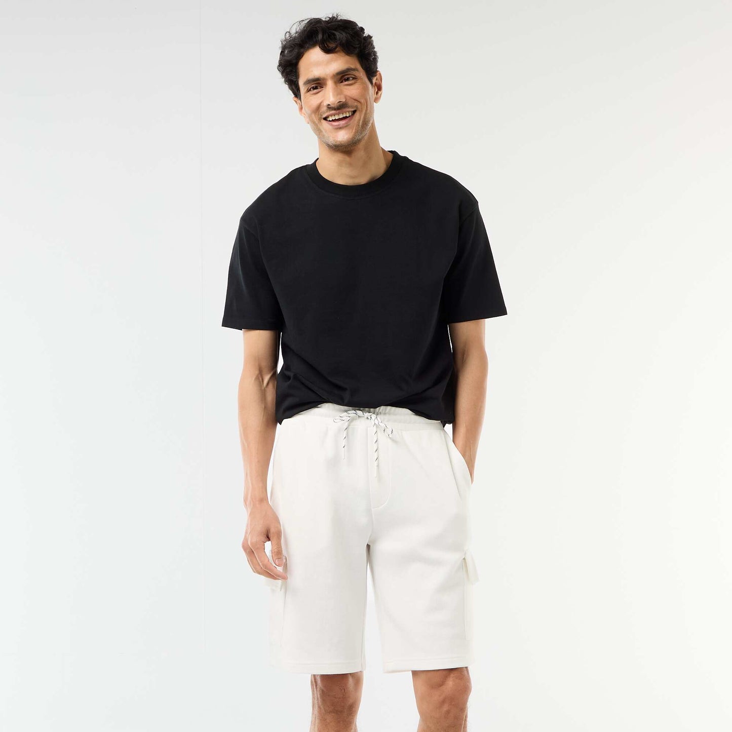 Multi-Pocket Cotton Piqué Bermuda Shorts WHITE