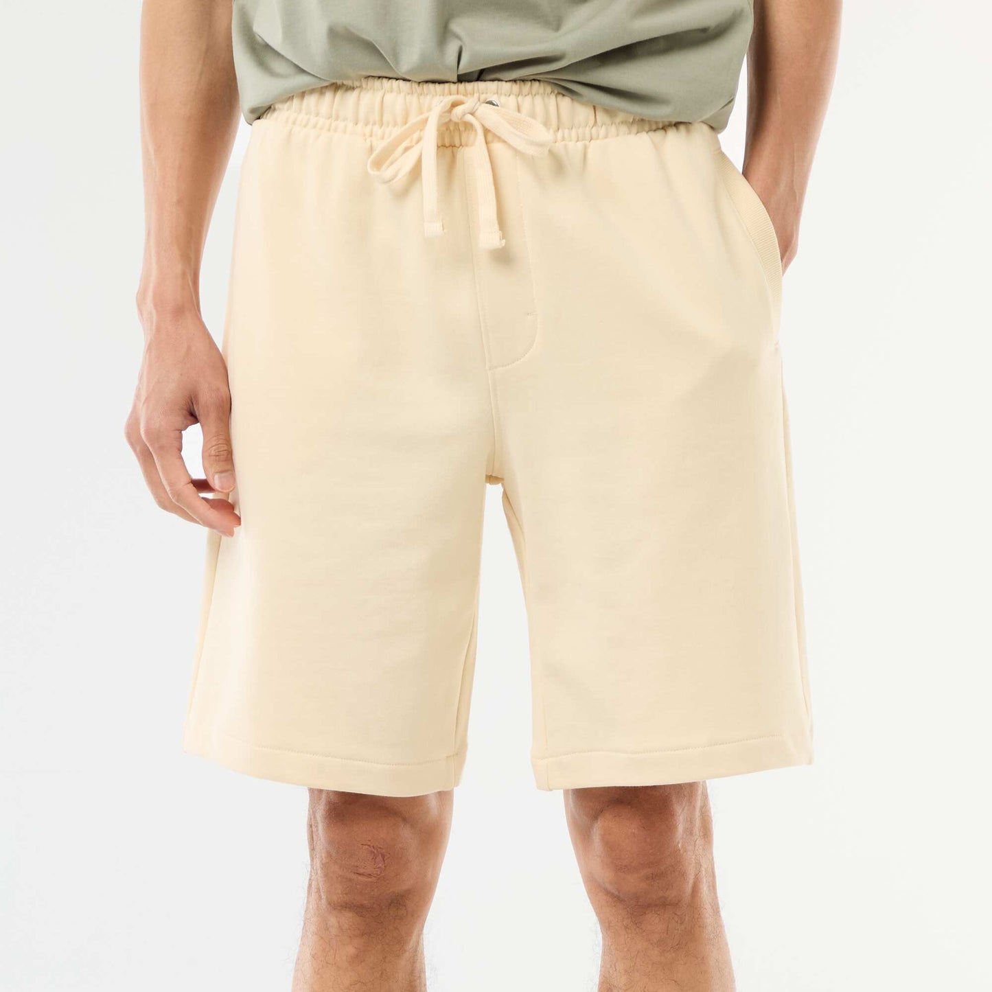 Plain Lightweight Fleece Bermuda Shorts YELLOW