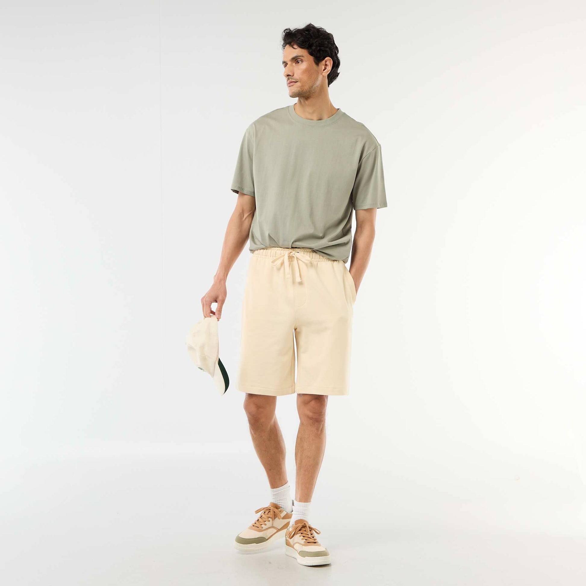 Plain Lightweight Fleece Bermuda Shorts YELLOW