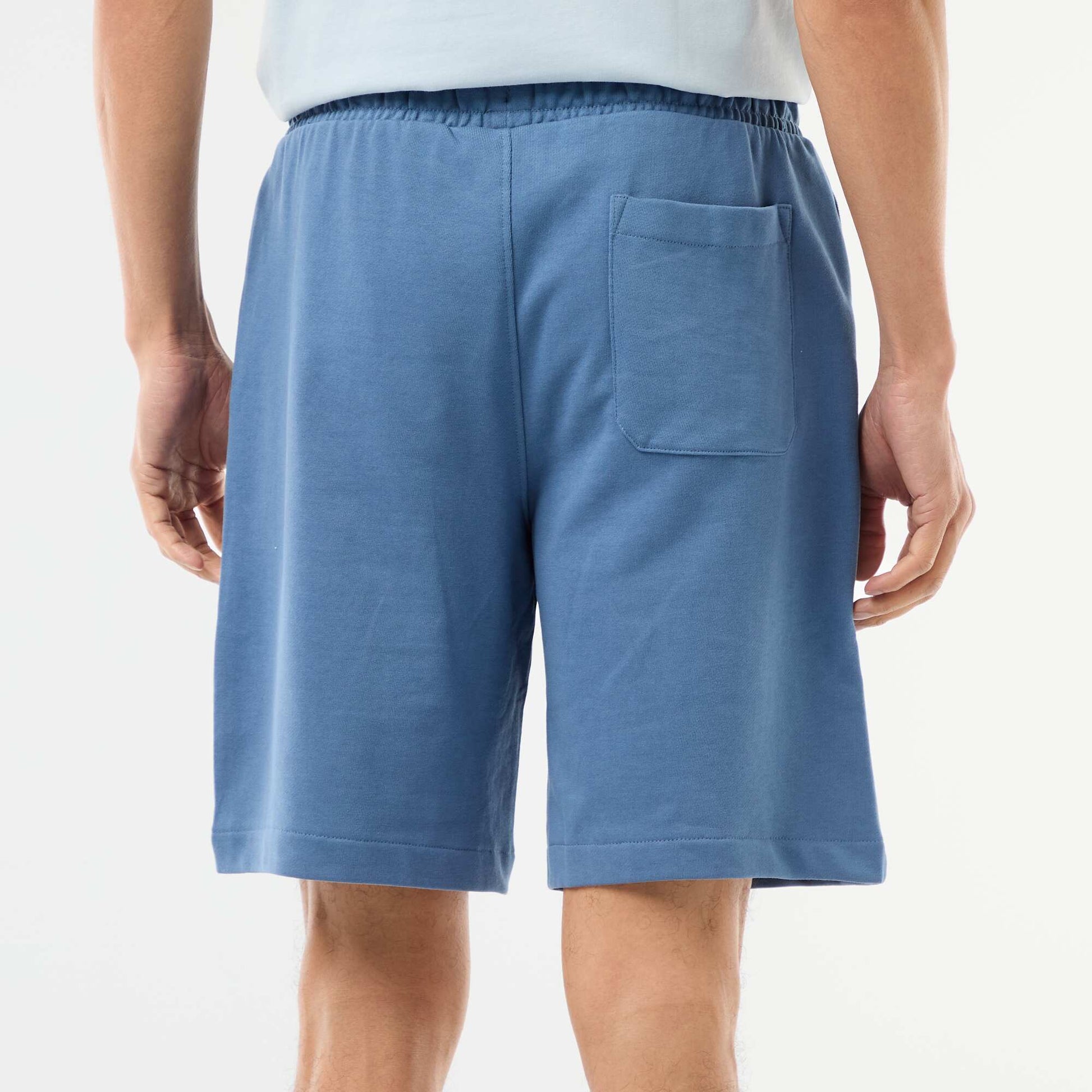 Plain Lightweight Fleece Bermuda Shorts BLUE