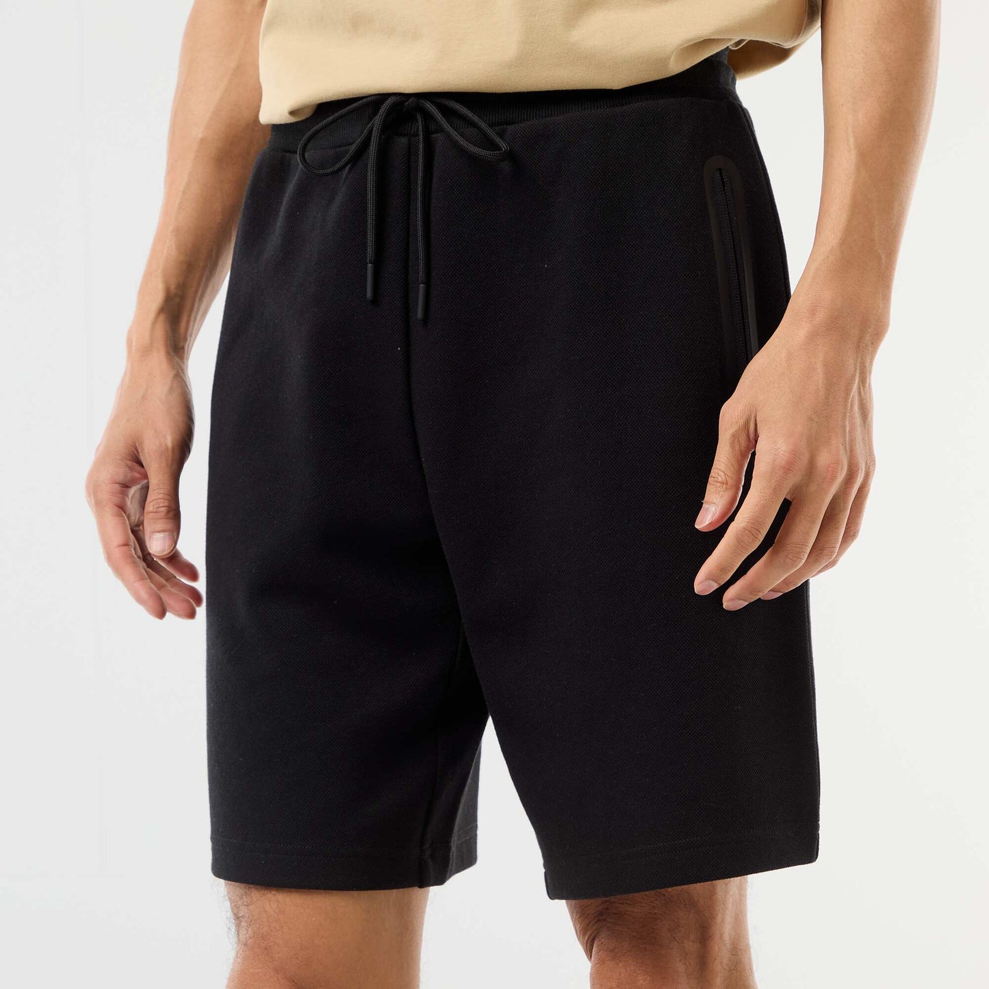 Sporty Piqué Knit Bermuda Shorts BLACK
