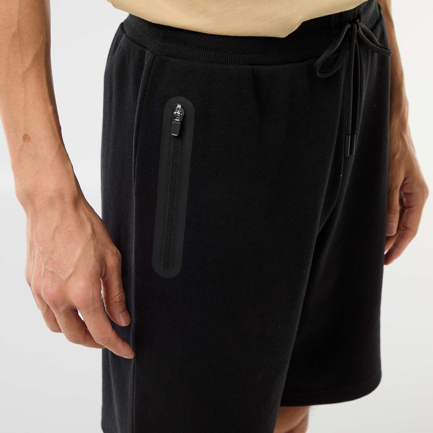 Sporty Piqué Knit Bermuda Shorts BLACK