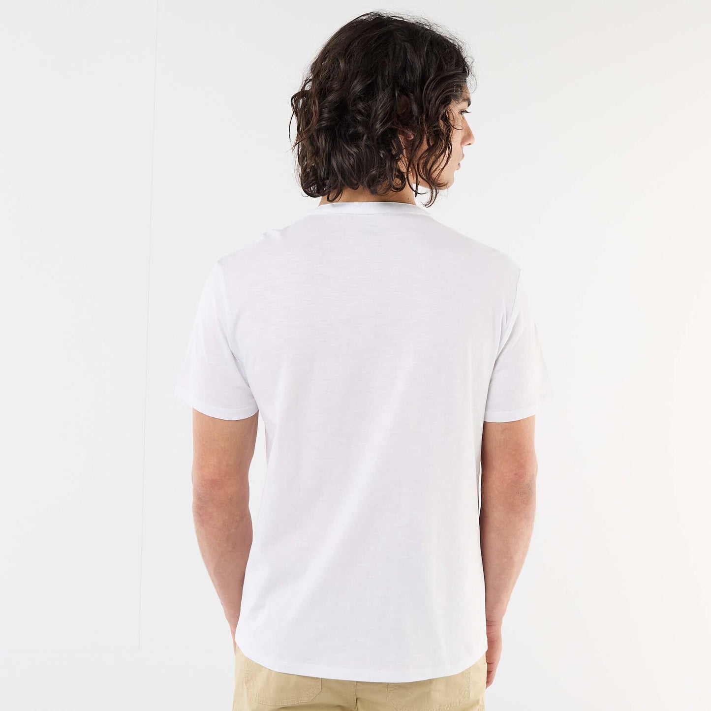 Short-Sleeved Tunisian Collar T-Shirt WHITE