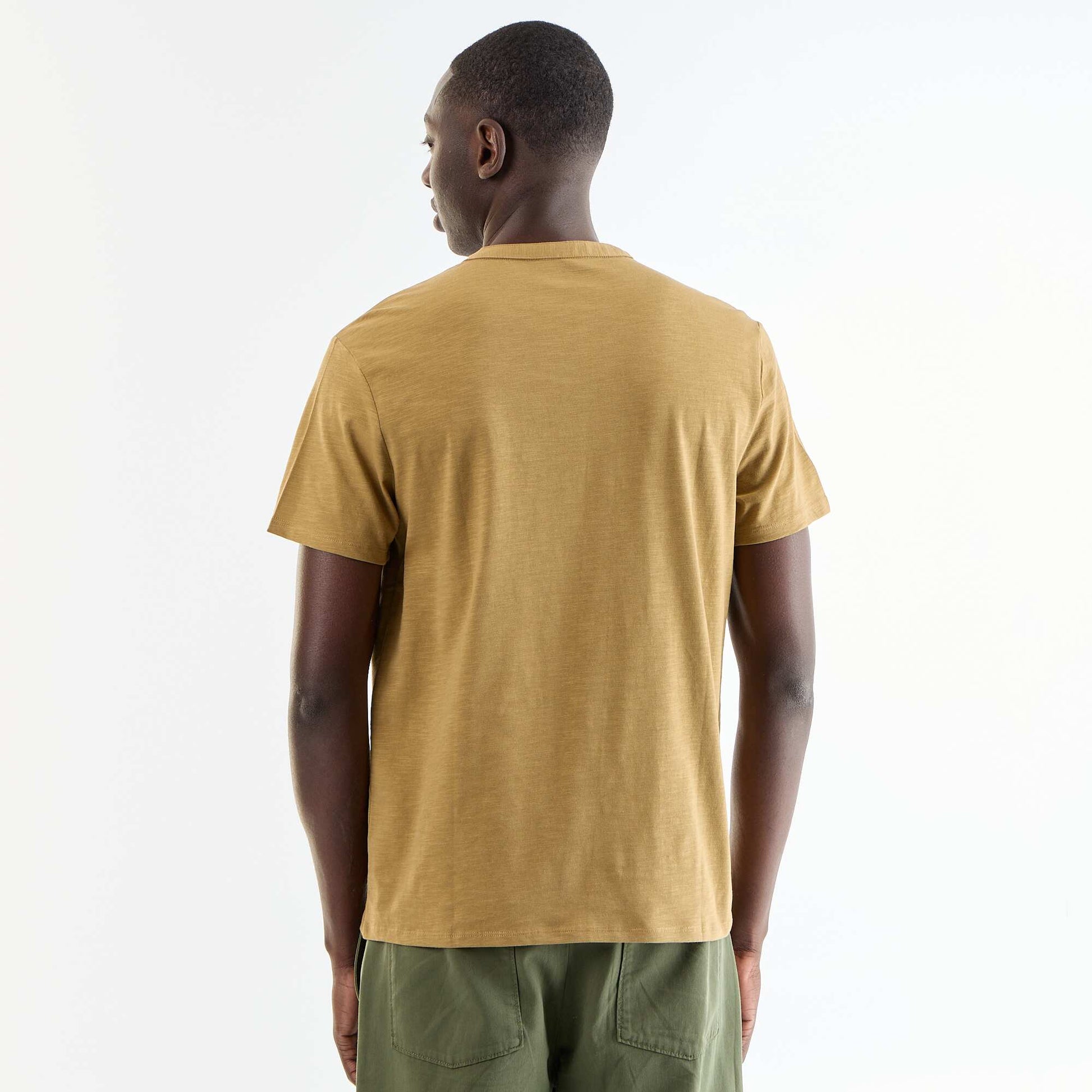 Short-Sleeved Tunisian Collar T-Shirt GREEN