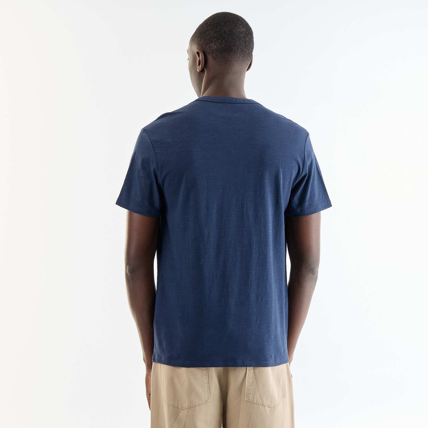Short-Sleeved Tunisian Collar T-Shirt BLACK