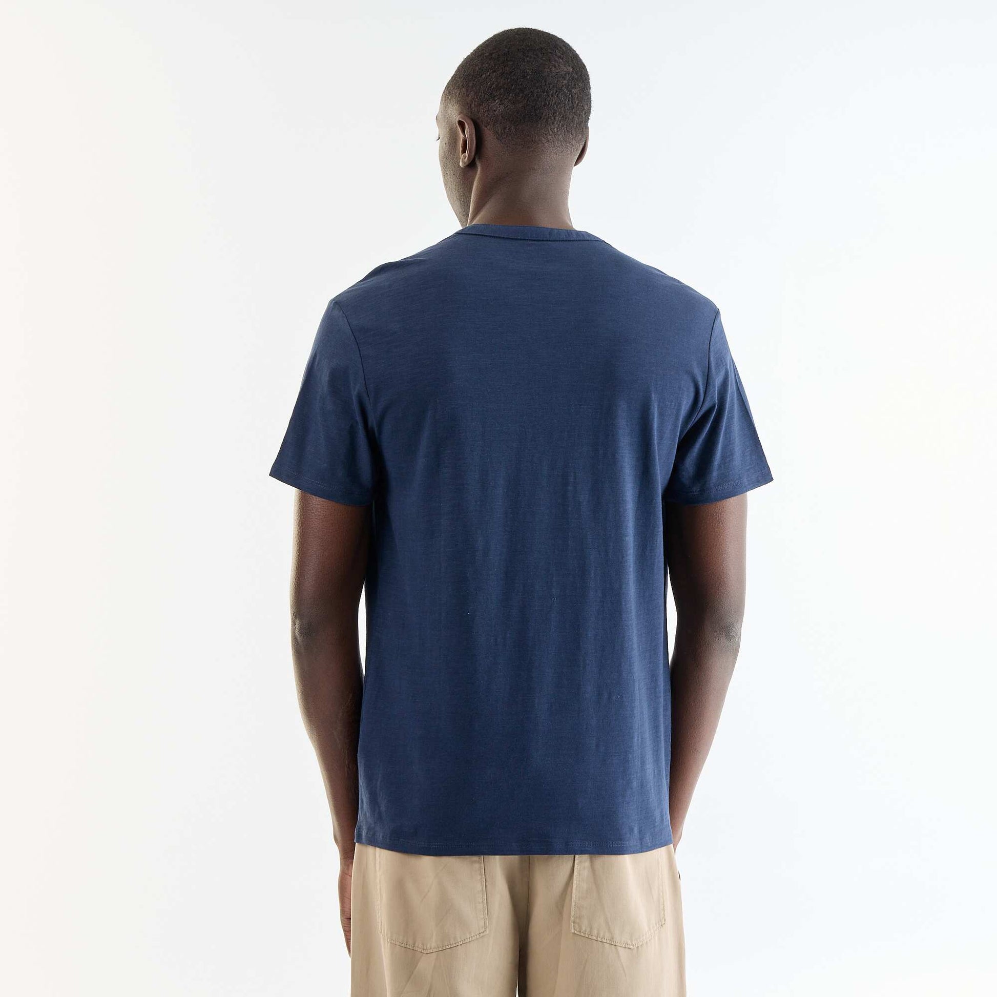 Short-Sleeved Tunisian Collar T-Shirt BLACK