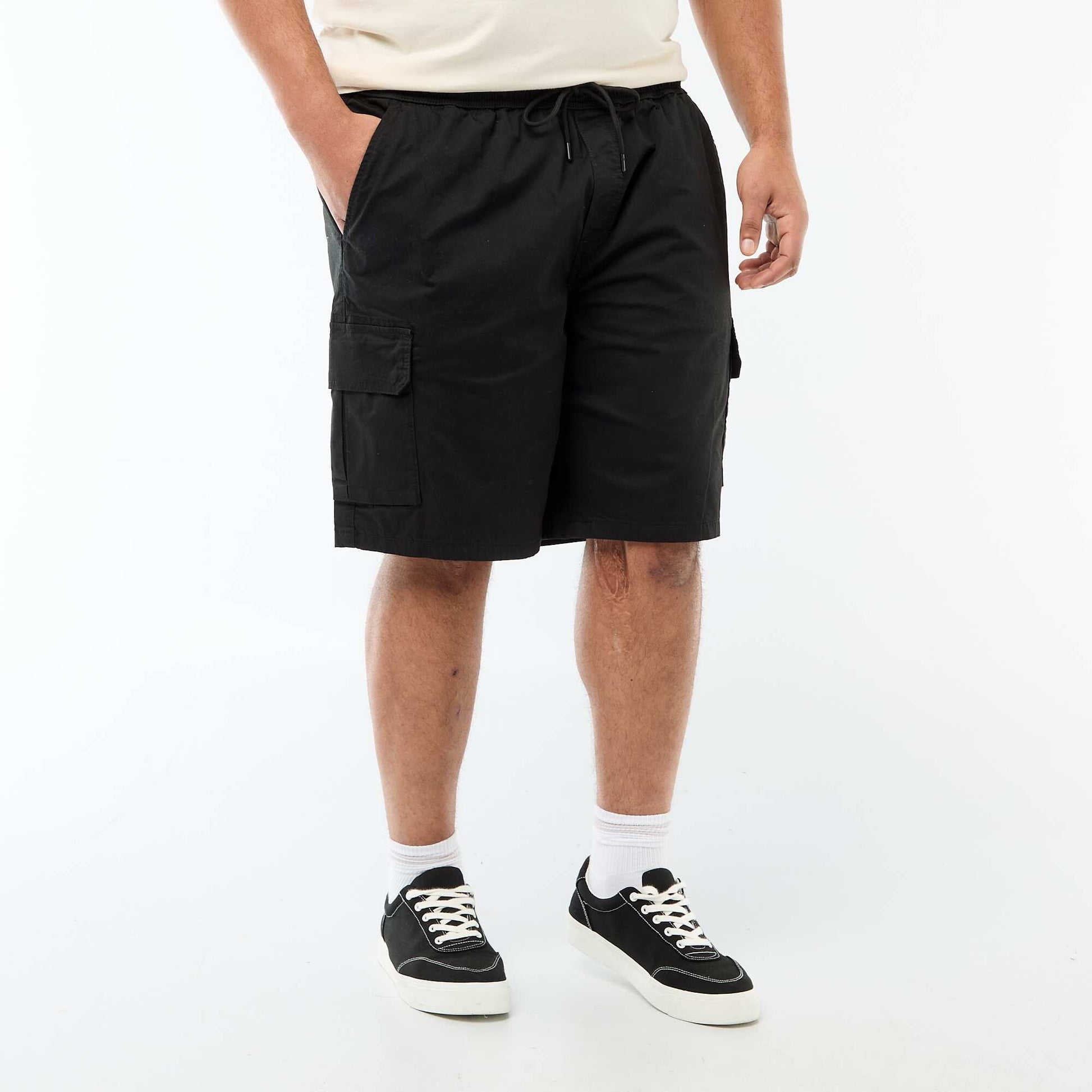 Multi-Pocket Twill Bermuda Shorts BLACK