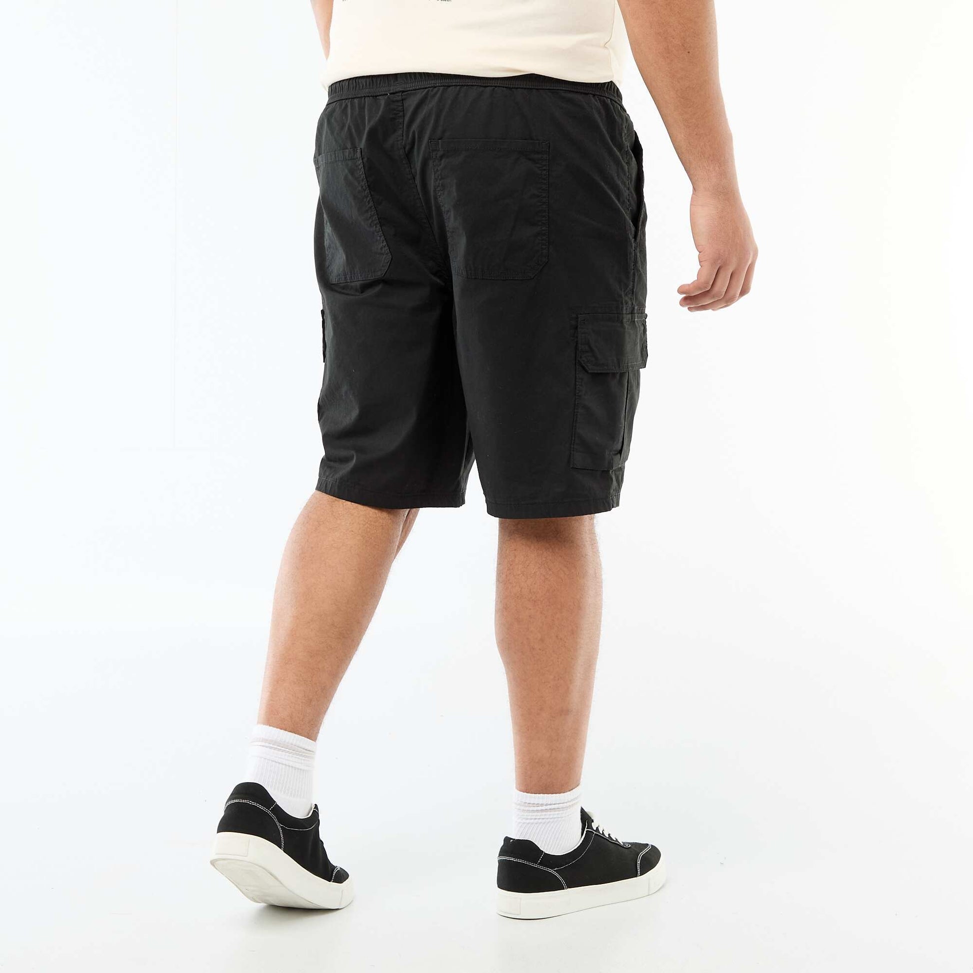 Multi-Pocket Twill Bermuda Shorts BLACK