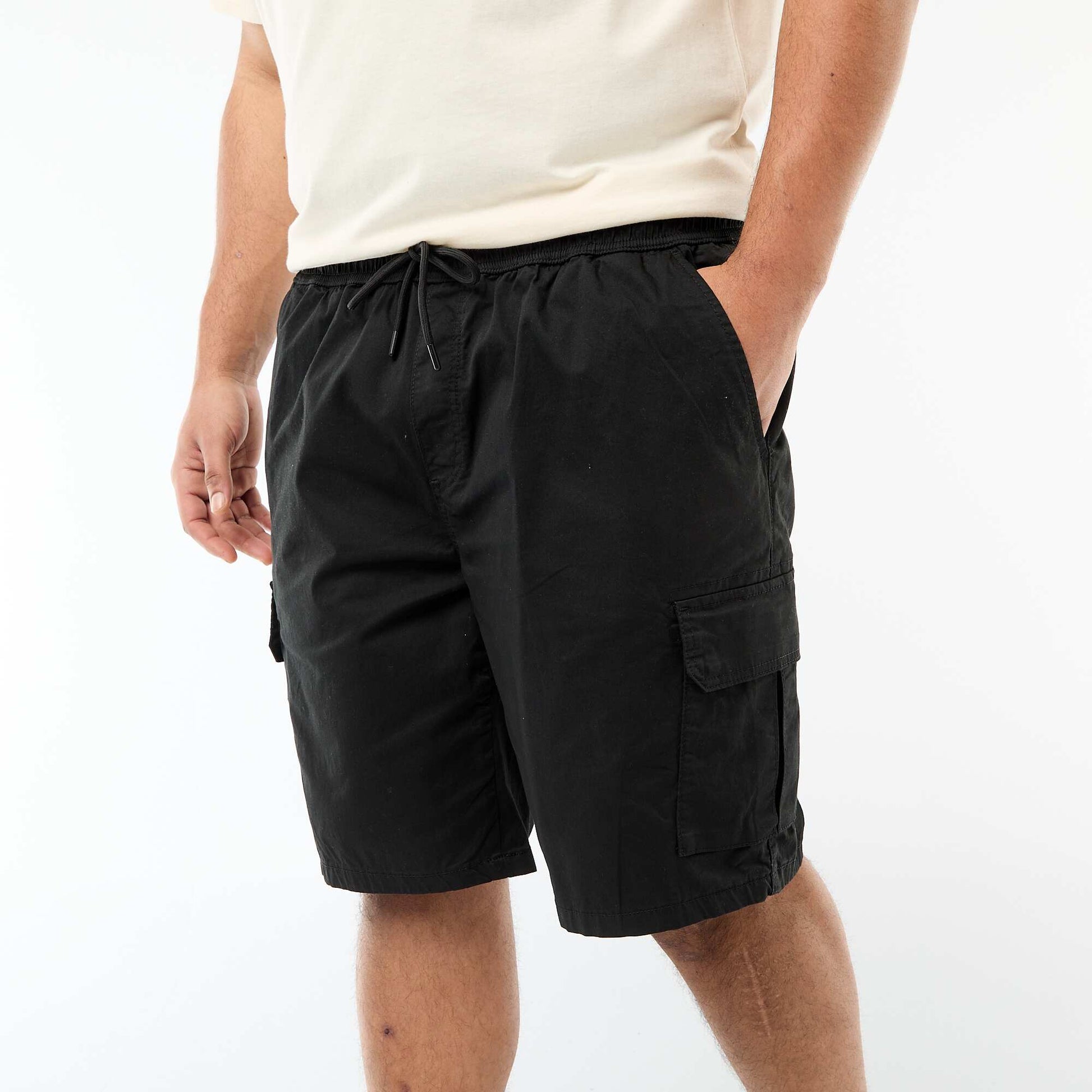 Multi-Pocket Twill Bermuda Shorts BLACK