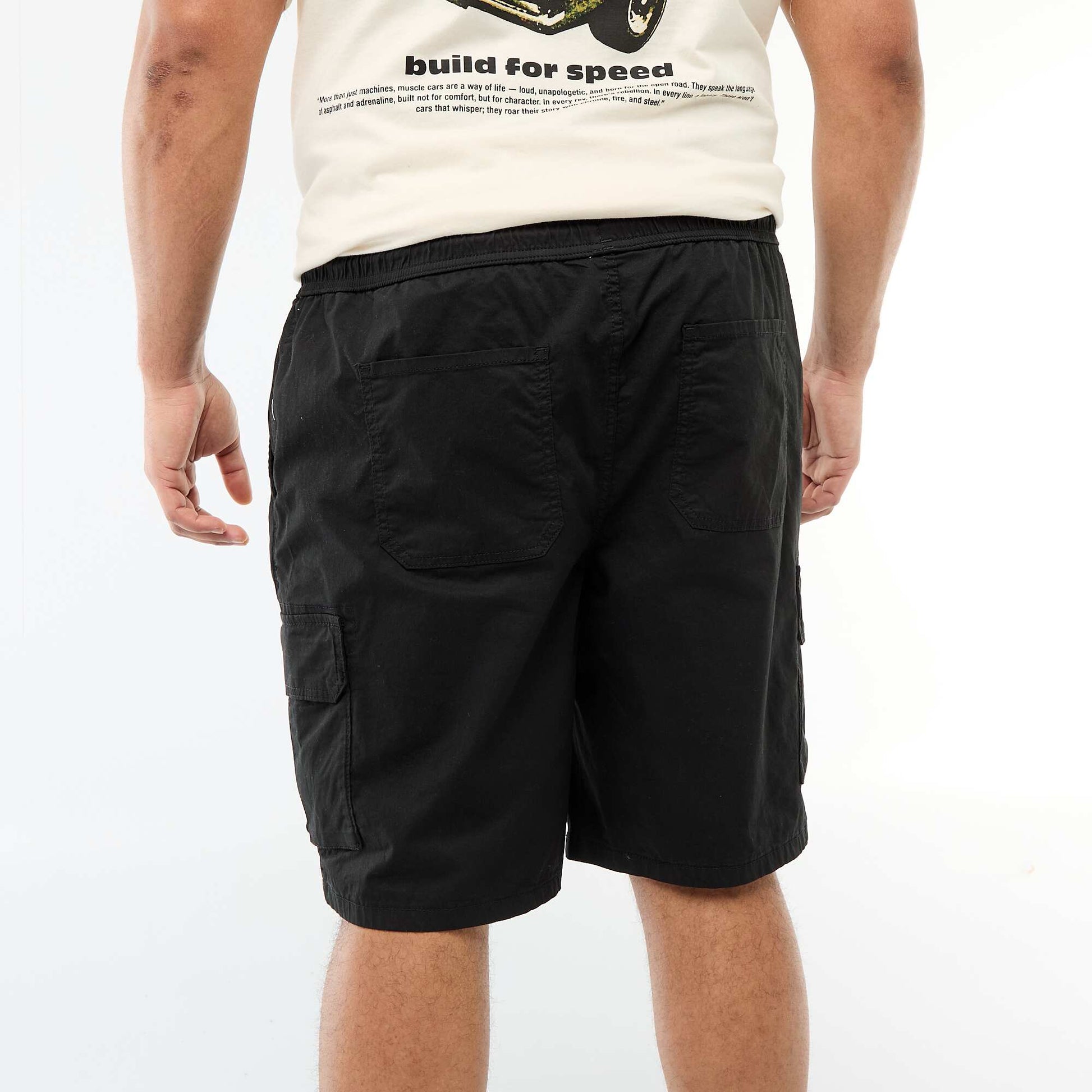 Multi-Pocket Twill Bermuda Shorts BLACK