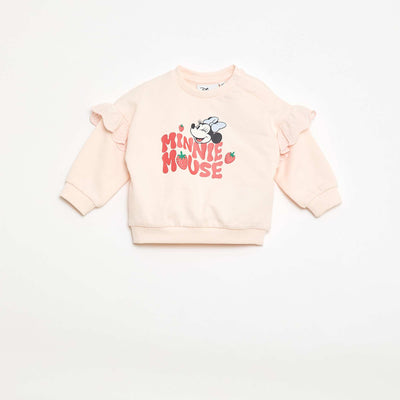 Minnie Disney Long-Sleeved Sweatshirt with Embroidered Ruffles PINK