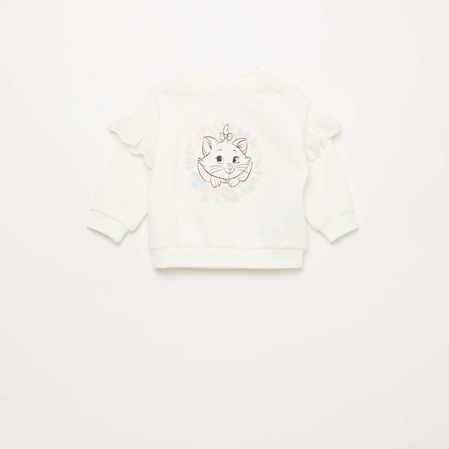 'Marie' 'Disney' Long-Sleeved Sweatshirt with Embroidered Ruffles WHITE