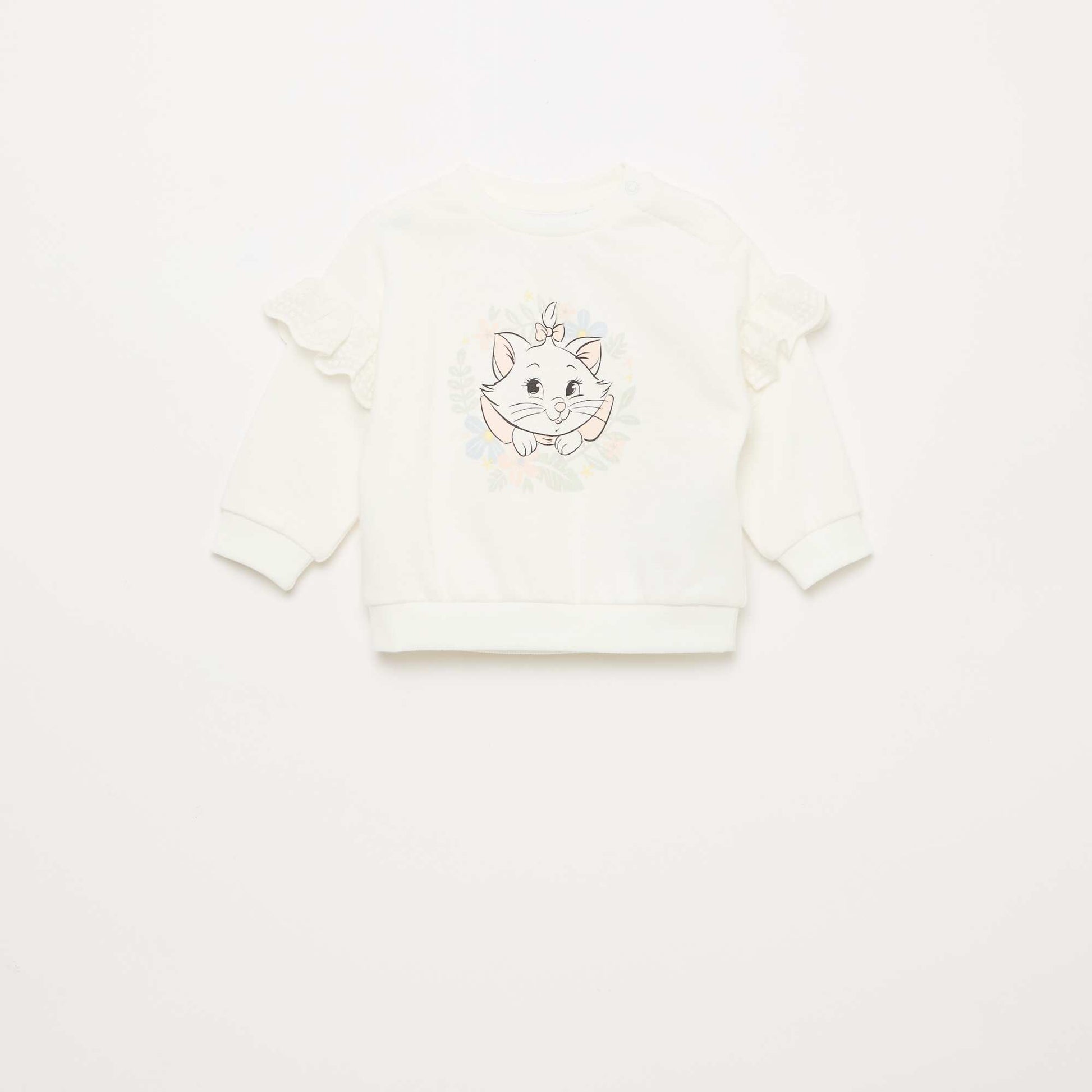 'Marie' 'Disney' Long-Sleeved Sweatshirt with Embroidered Ruffles WHITE