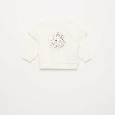 'Marie' 'Disney' Long-Sleeved Sweatshirt with Embroidered Ruffles WHITE