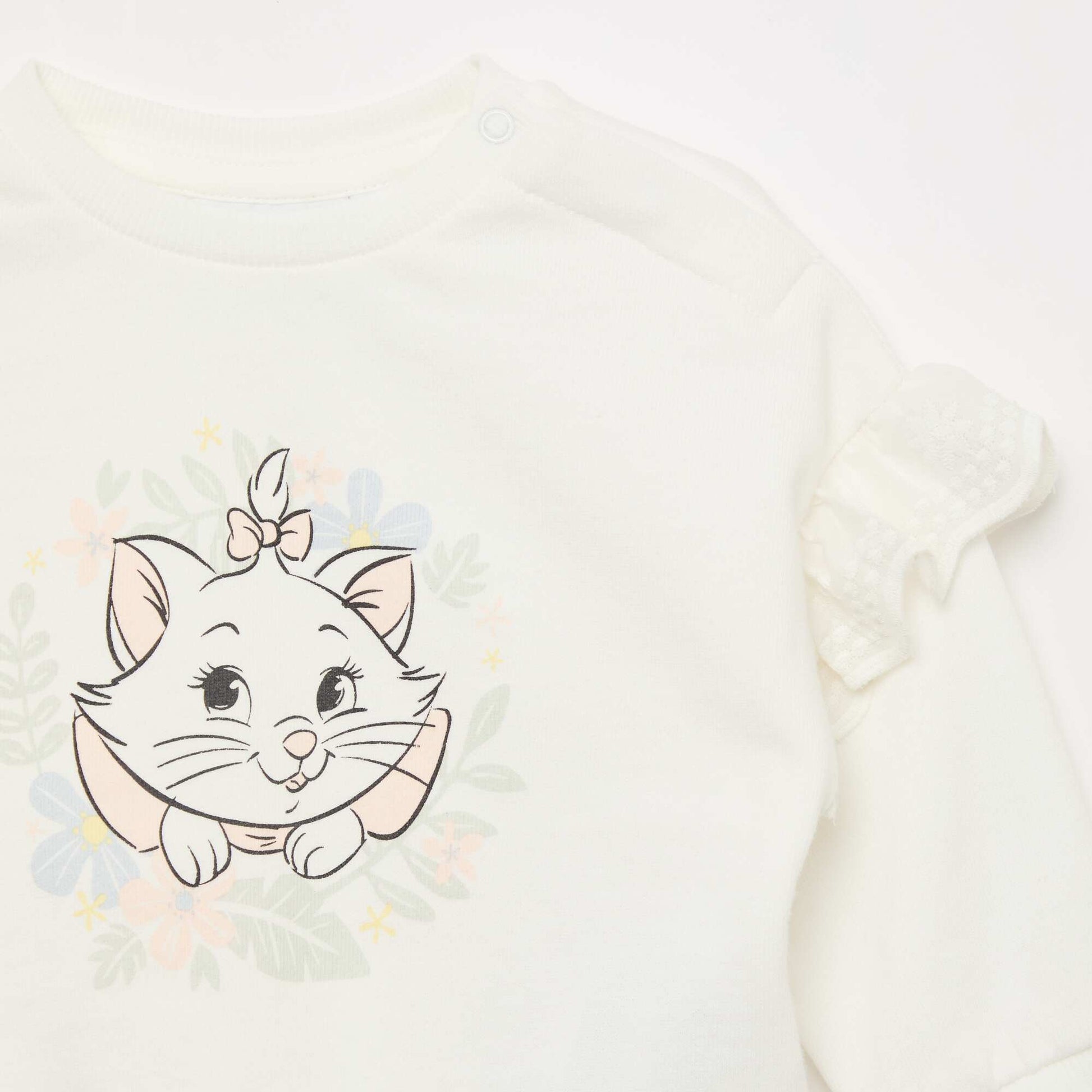 'Marie' 'Disney' Long-Sleeved Sweatshirt with Embroidered Ruffles WHITE