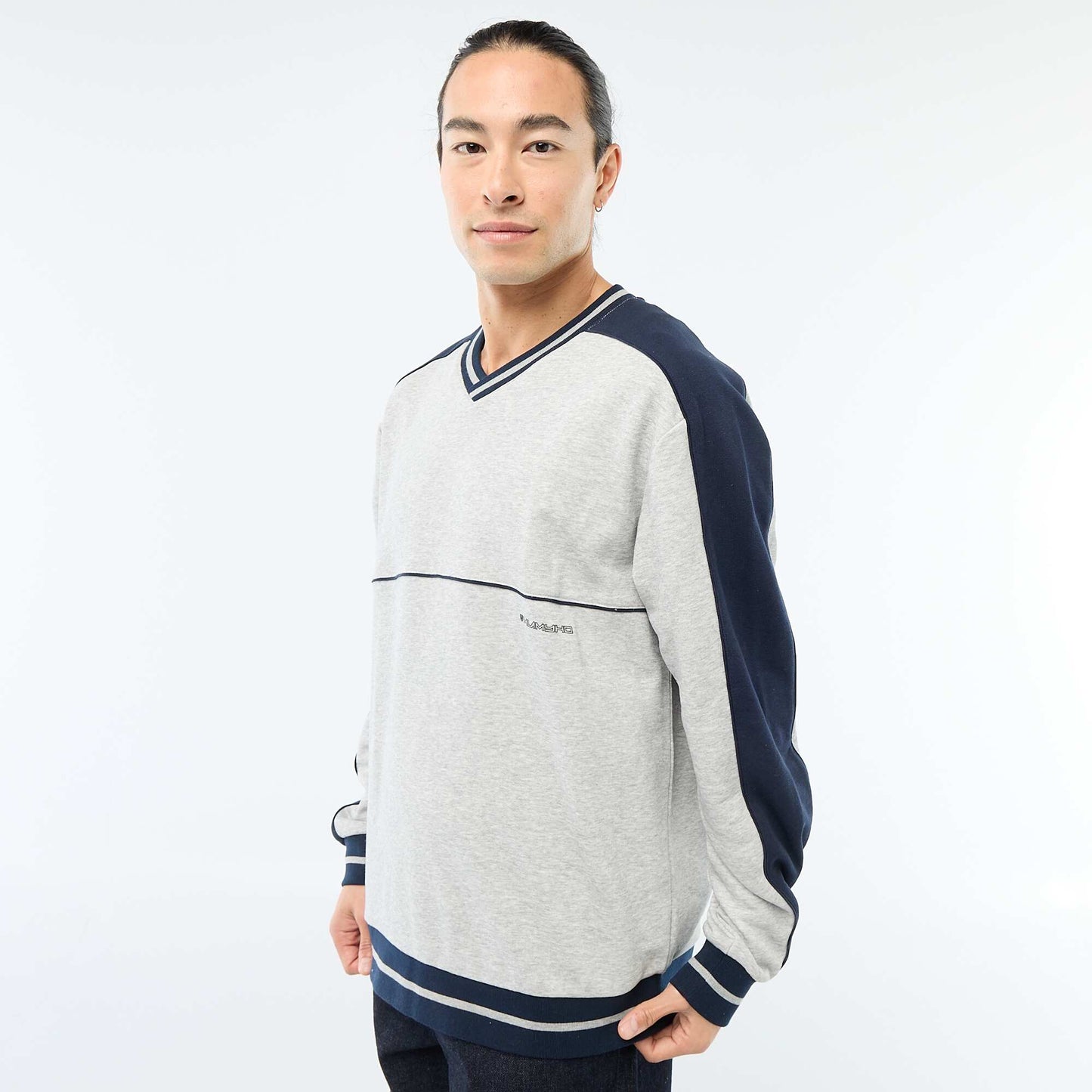 French Terry V-Neck Sweatshirt GREY
