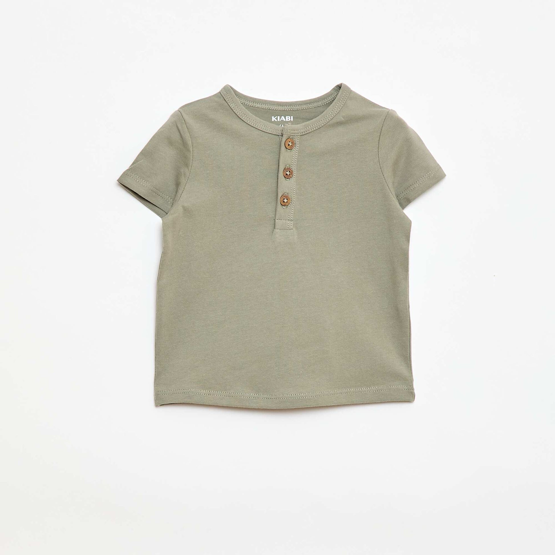 Buttoned Henley T-shirt GREEN