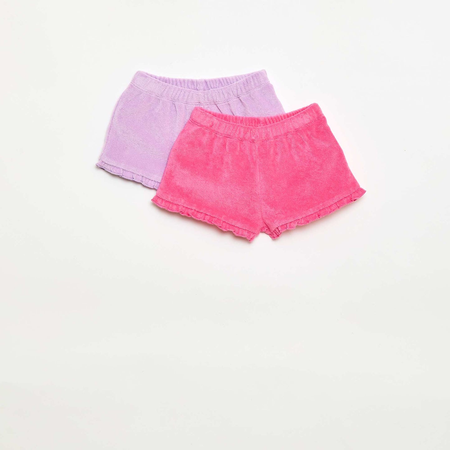 2-pack of plain ruffled terry shorts PURPLE