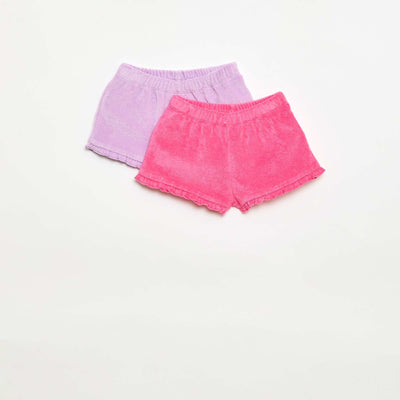 2-pack of plain ruffled terry shorts PURPLE