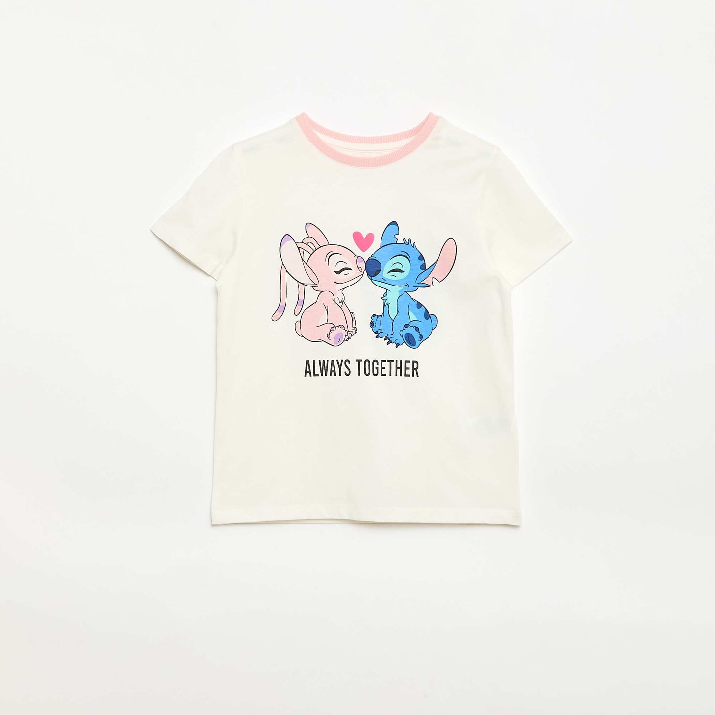 Disney 'Stitch & Angel' Plain Cotton T-shirt WHITE