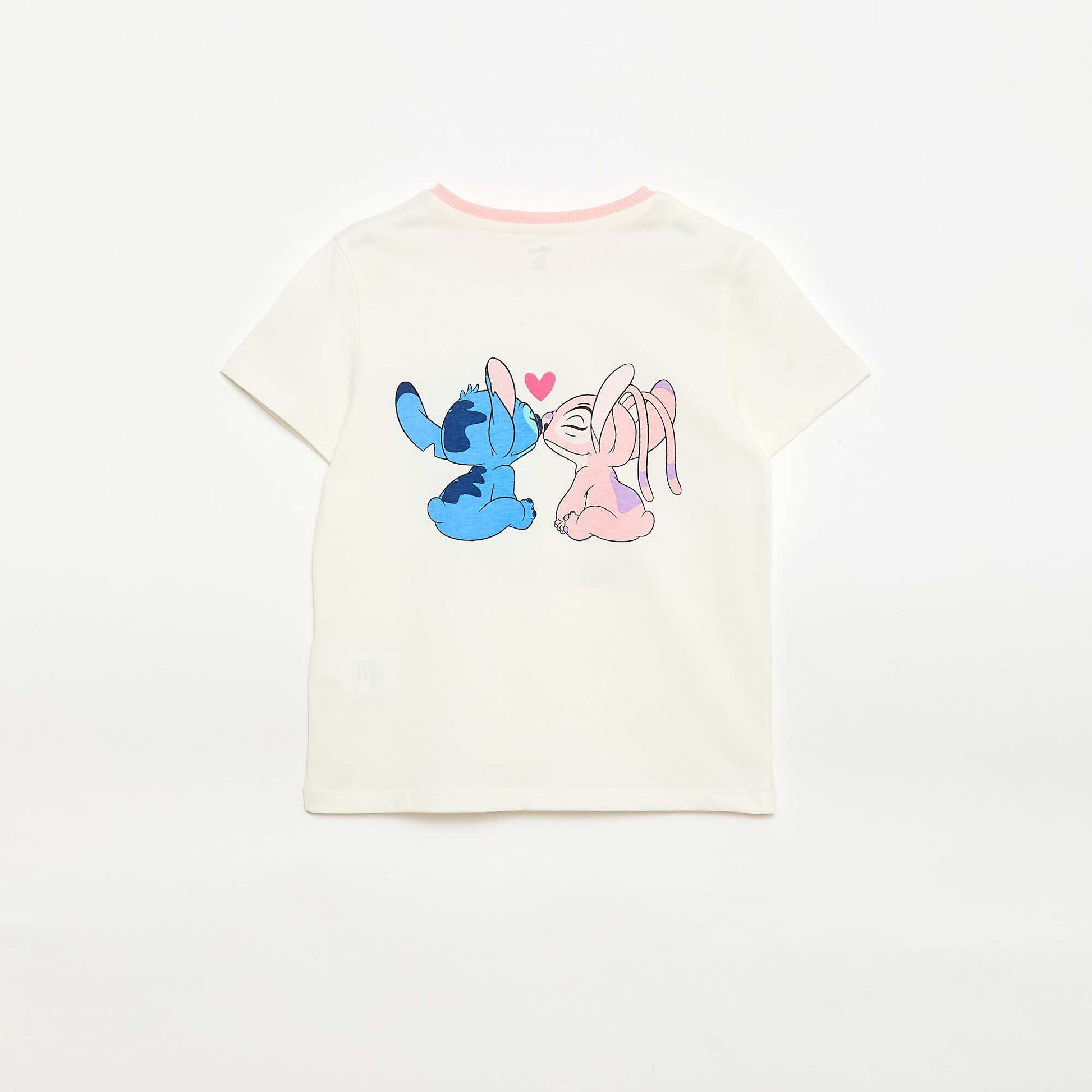 Disney 'Stitch & Angel' Plain Cotton T-shirt WHITE