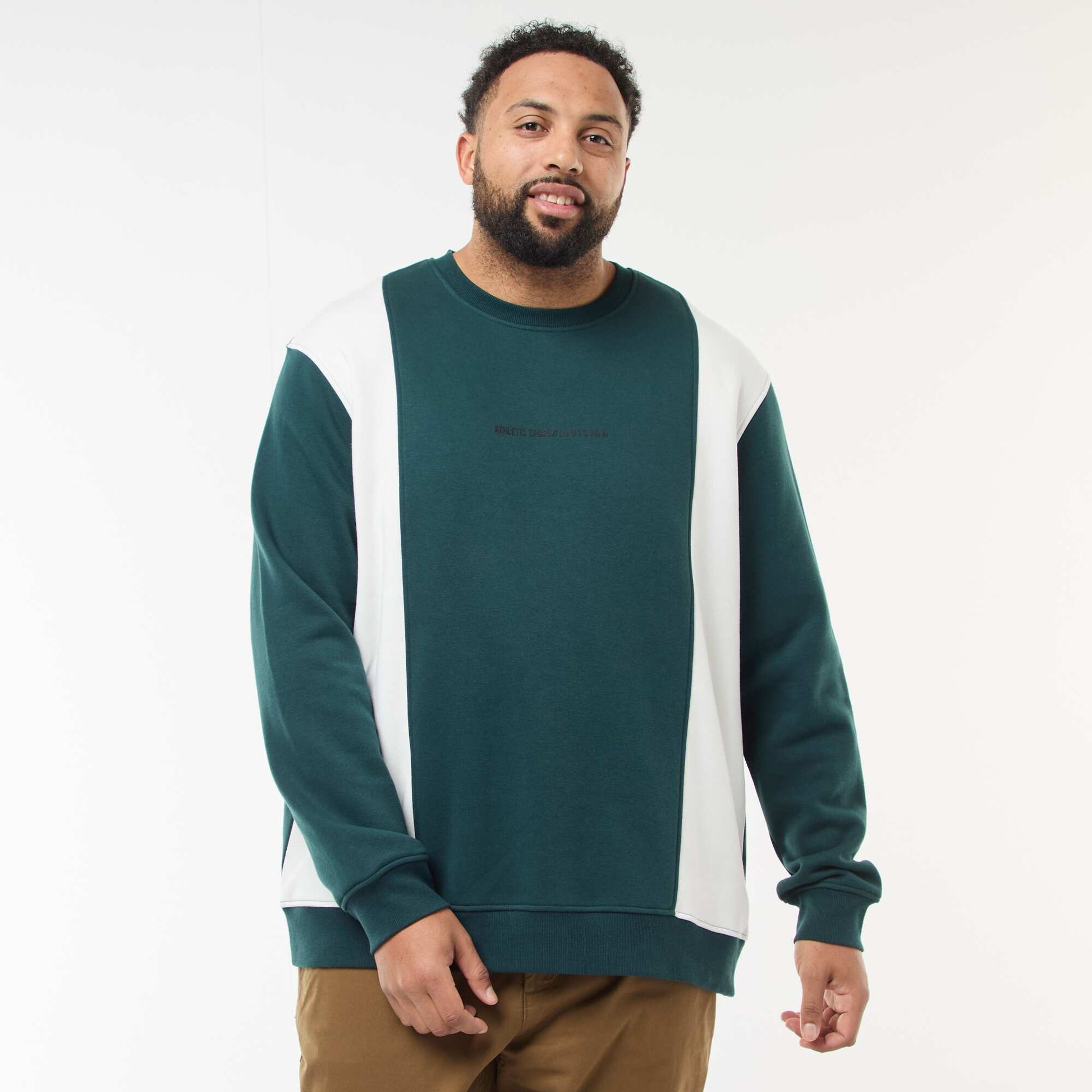 Color Block Fleece Sweatshirt GREEN