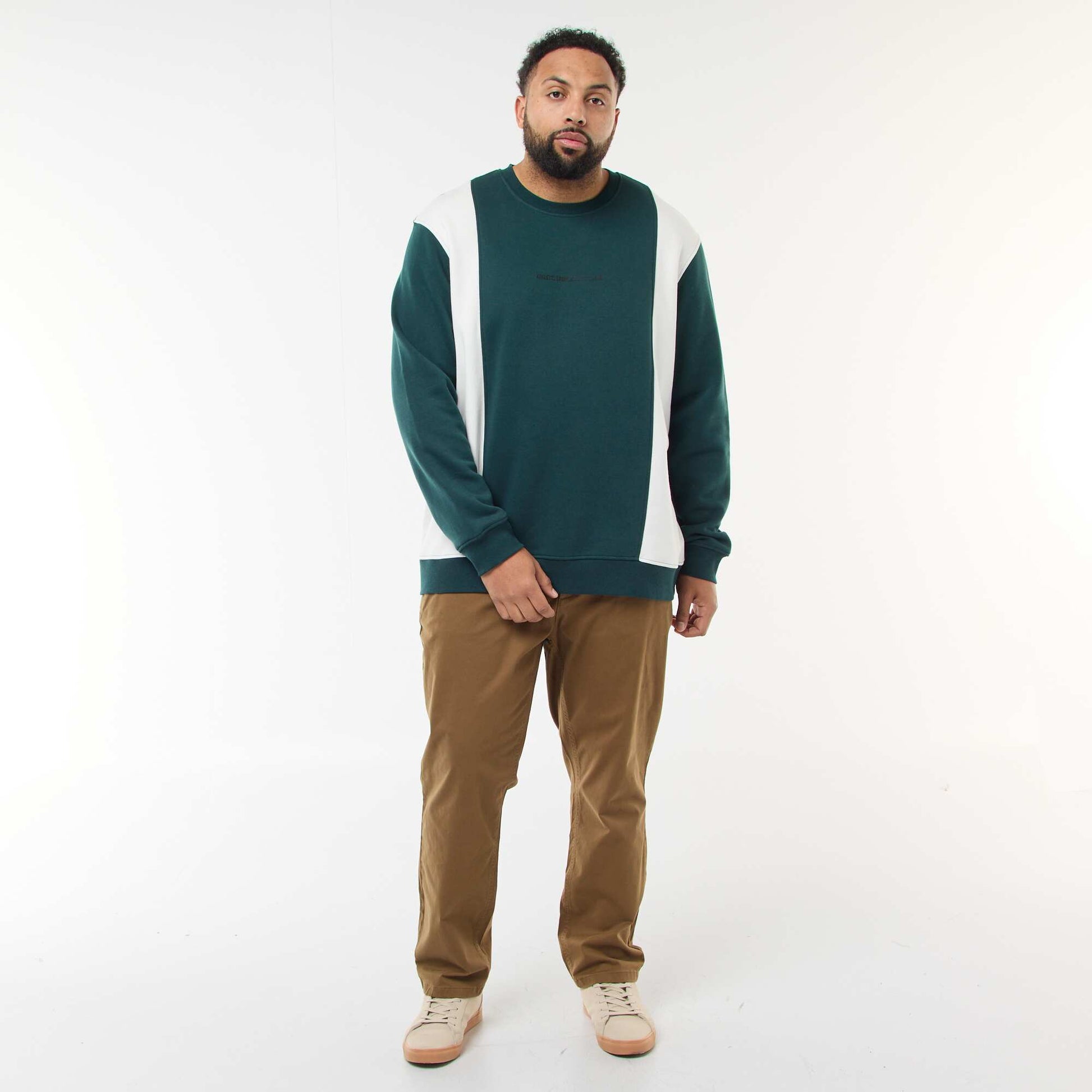 Color Block Fleece Sweatshirt GREEN
