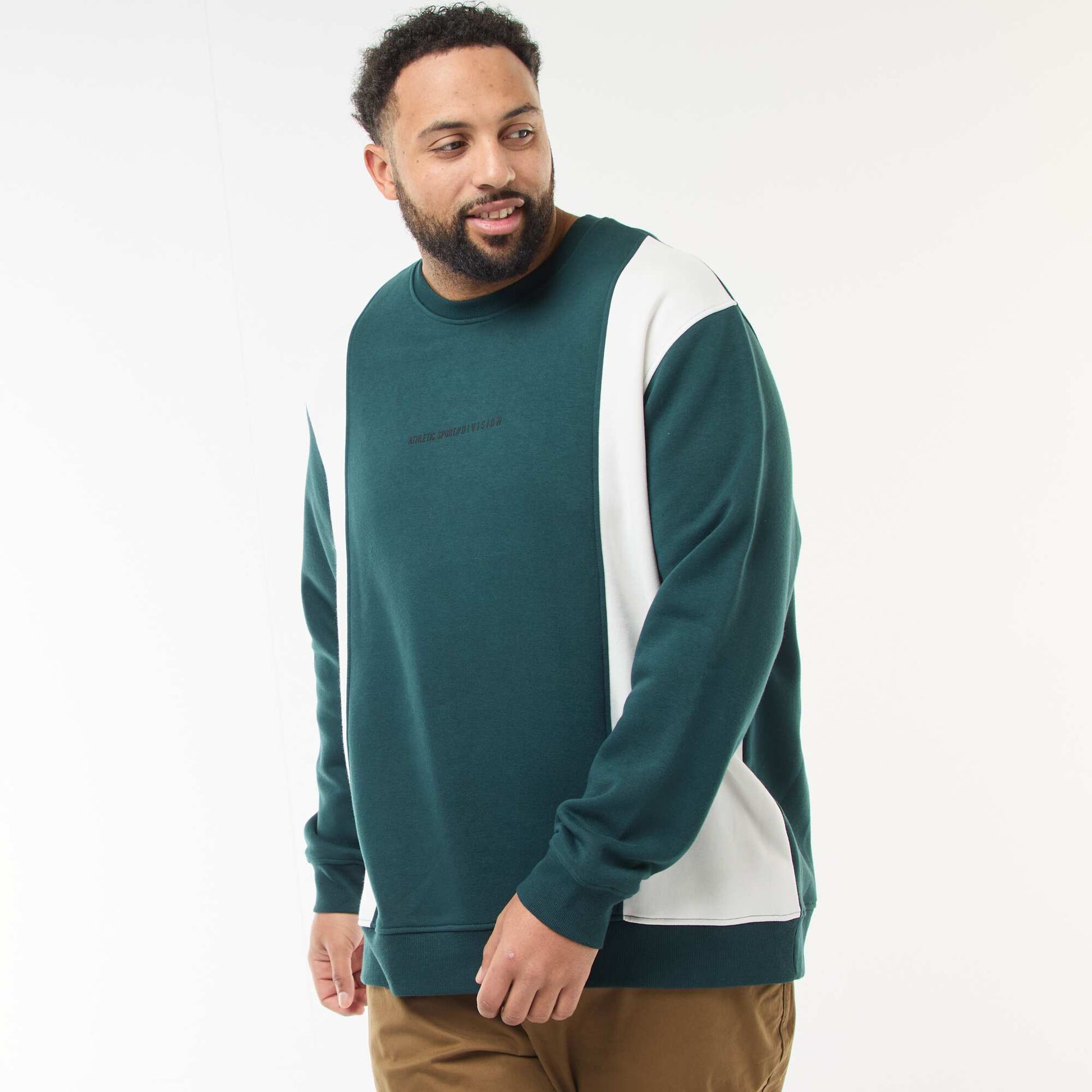 Color Block Fleece Sweatshirt GREEN